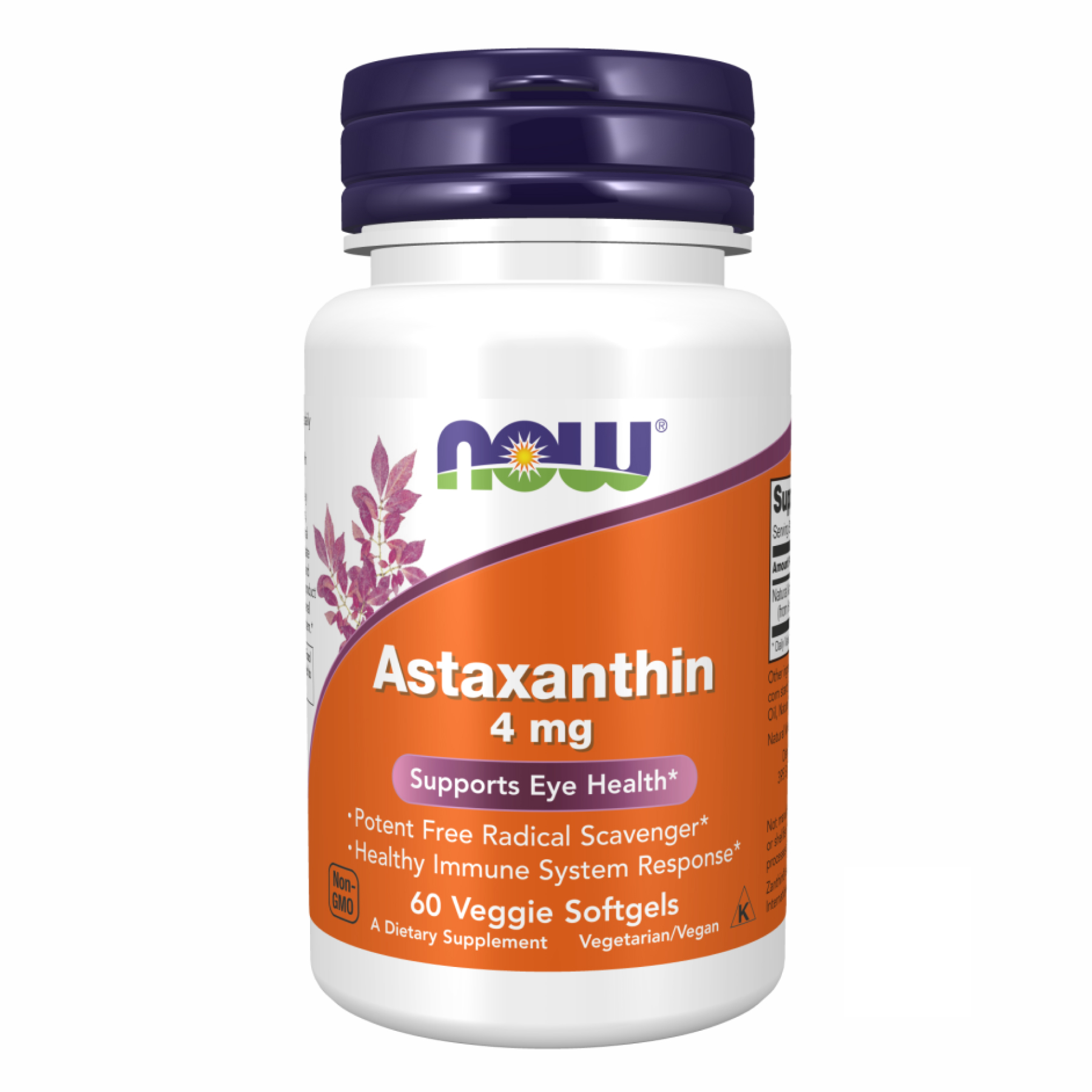 Now Foods Astaxanthin 4 mg - 60 Veg Softgels 2022-10-0402