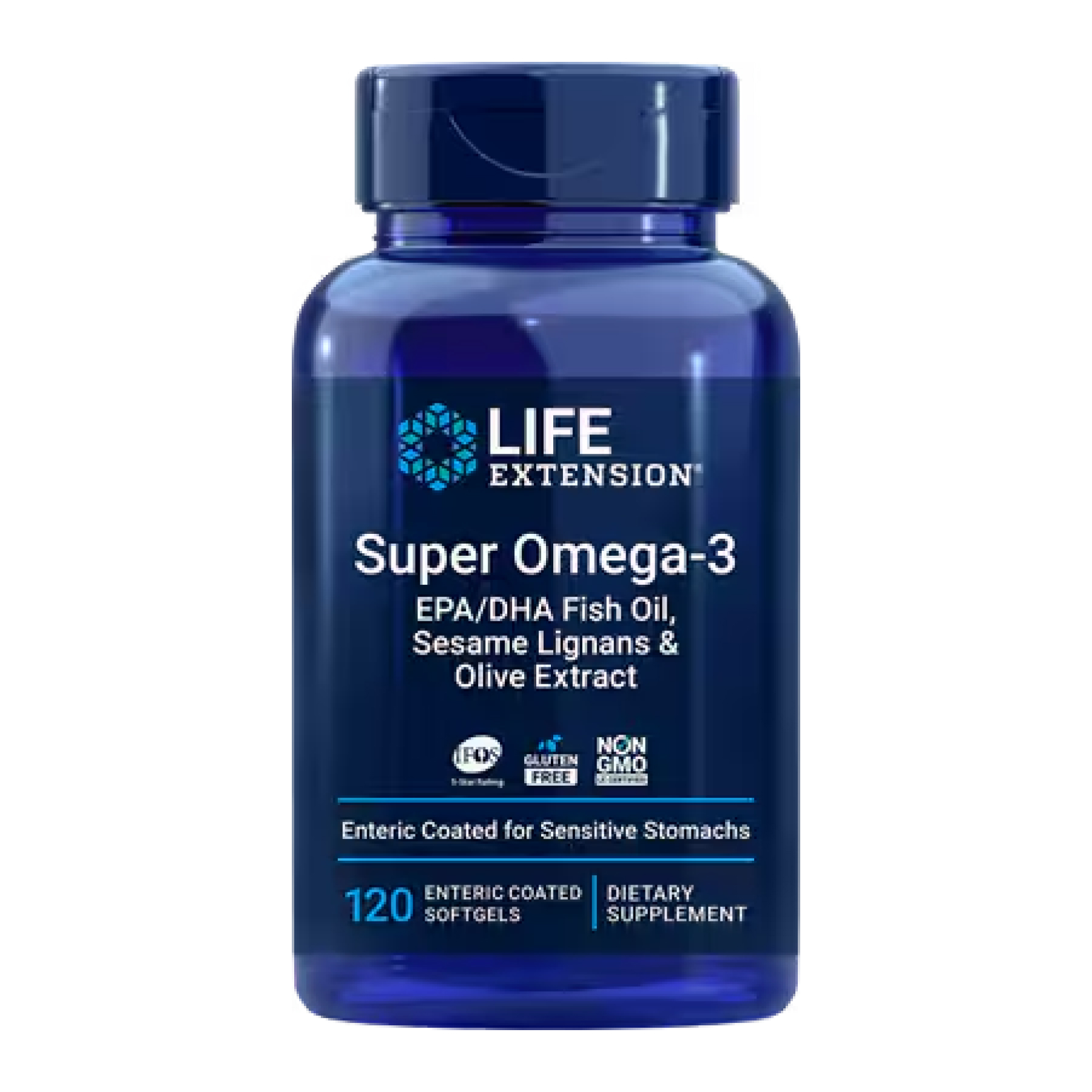 Life Extension Super Omega-3 EPA/DHA Fish Oil, Sesame Lignans & Olive Extract - 120 Enteric coated softgels 2023-10-2657
