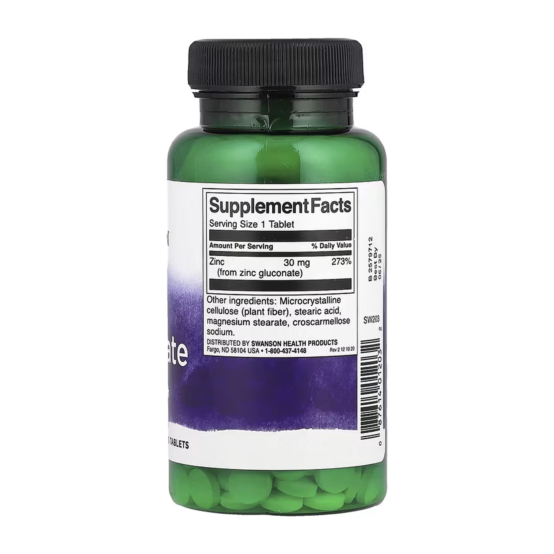 Swanson Zinc Gluconate 30 mg - 250 tabs 2023-10-6664