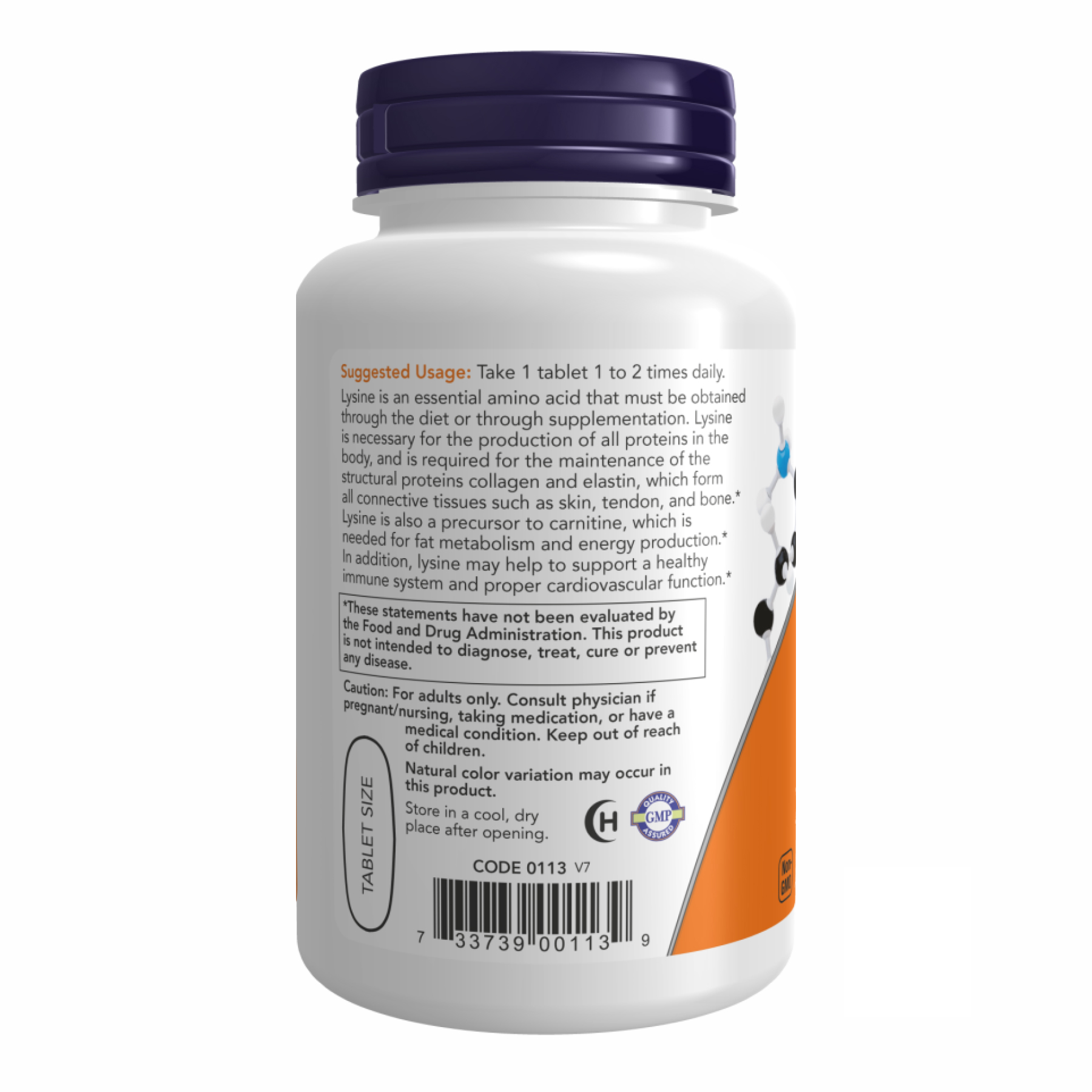 Now Foods L-Lysine 1000mg - 100 tabs 2022-09-1169