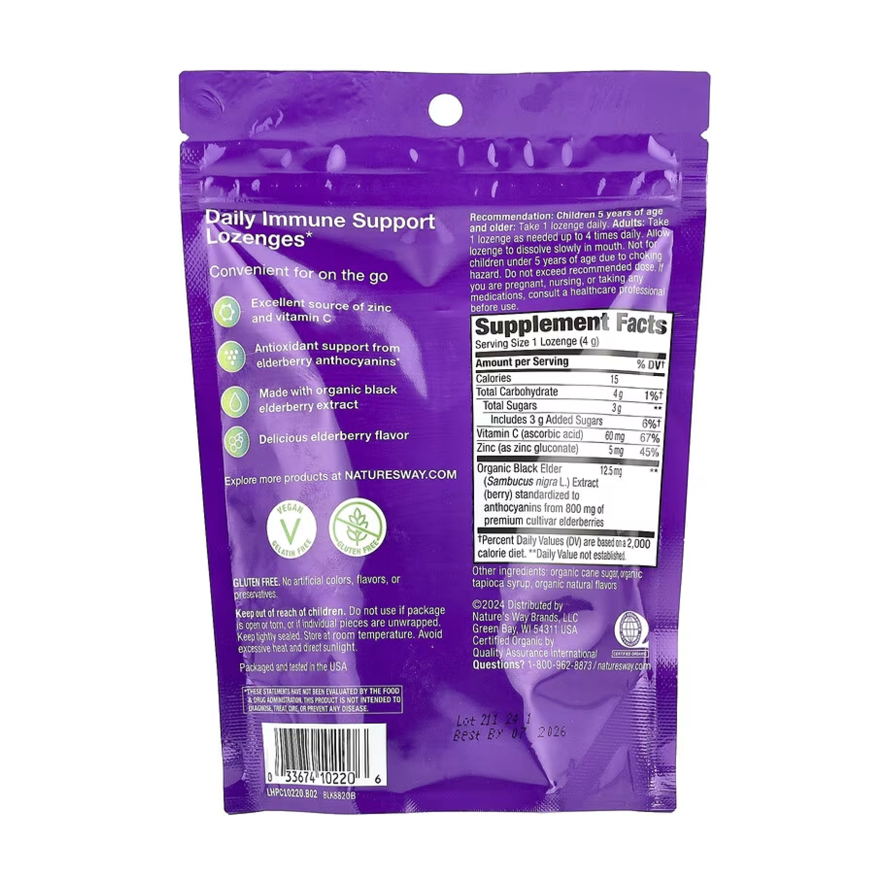 Nature's Way Sambucus Organic Zinc Lozenges - 24 cnt 2022-10-1092