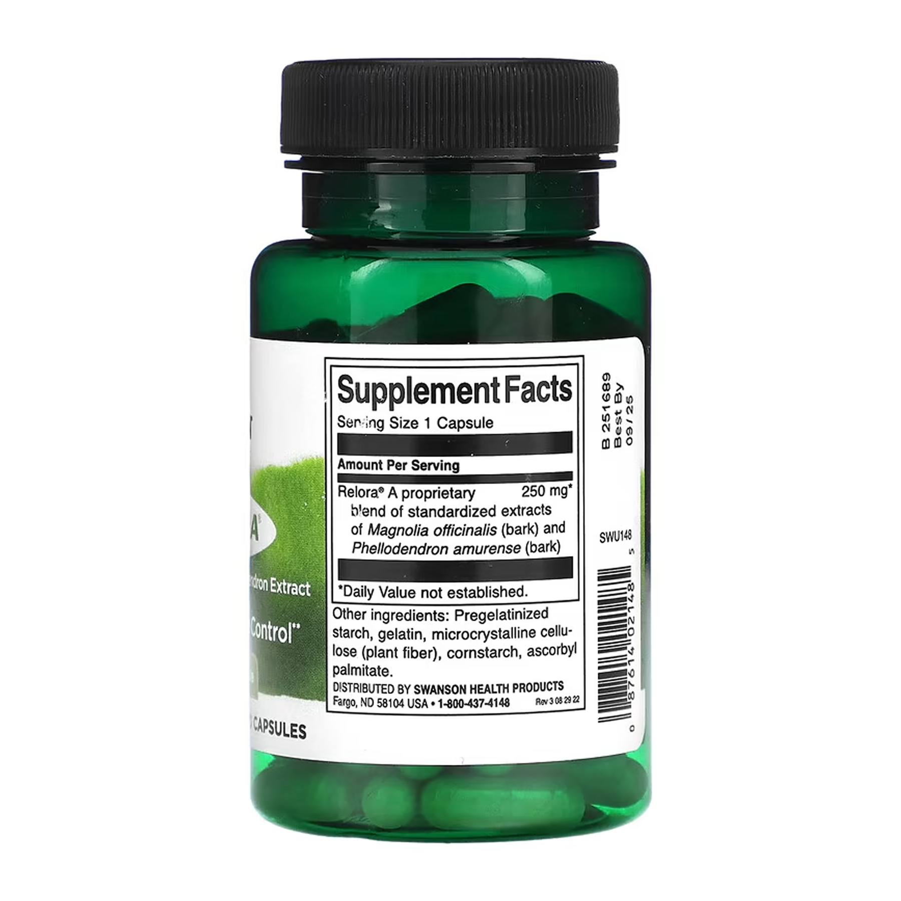 Swanson Relora 250mg - 90 caps 2022-10-2028