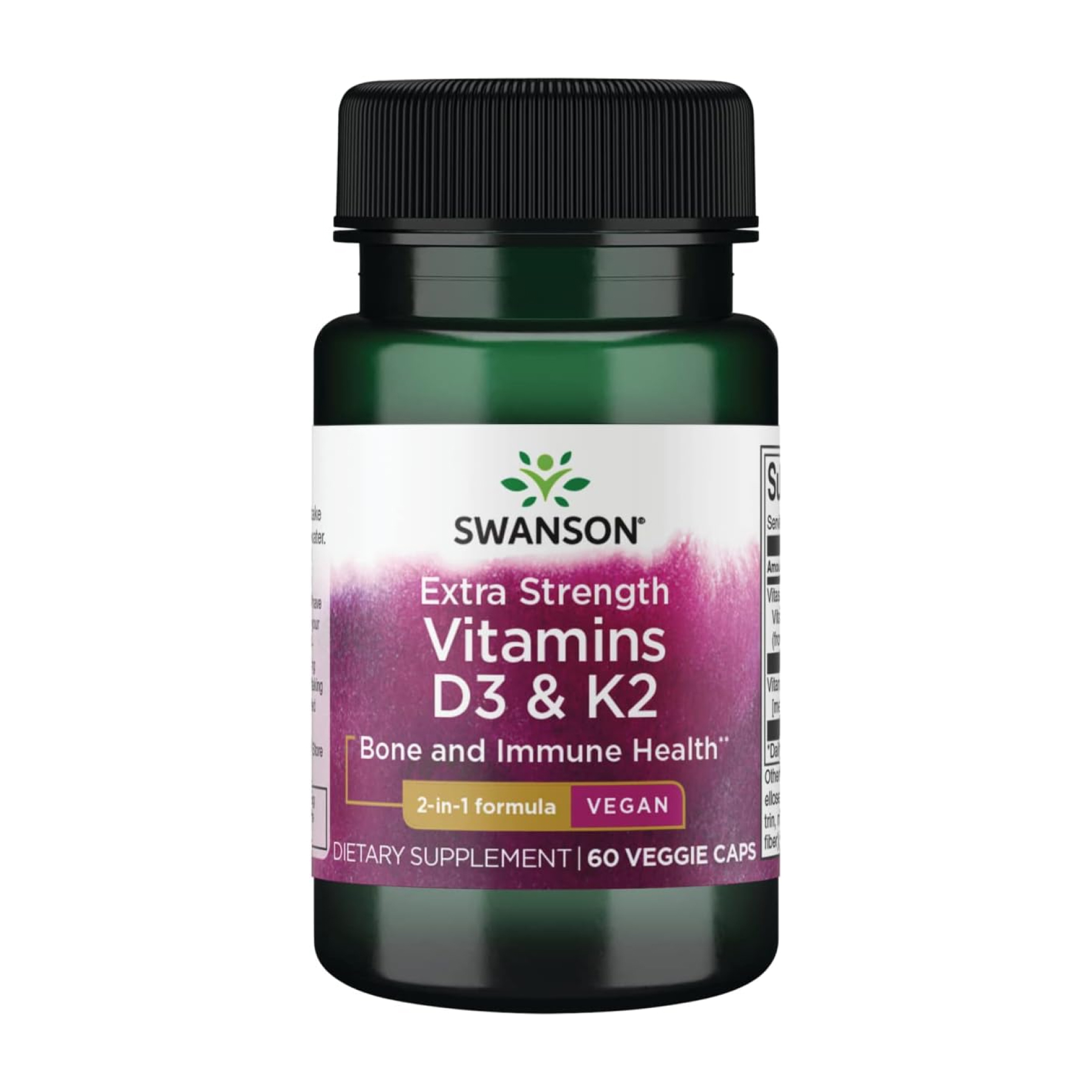 Swanson Extra Strength D3 & K2 5000 Iu & 100mcg - 60 vcaps 2023-10-3394