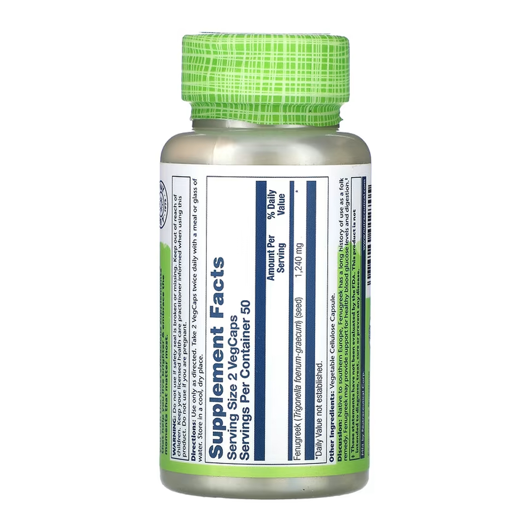 Solaray Fenugreek Seed 620mg - 100 vcaps 2023-10-6718