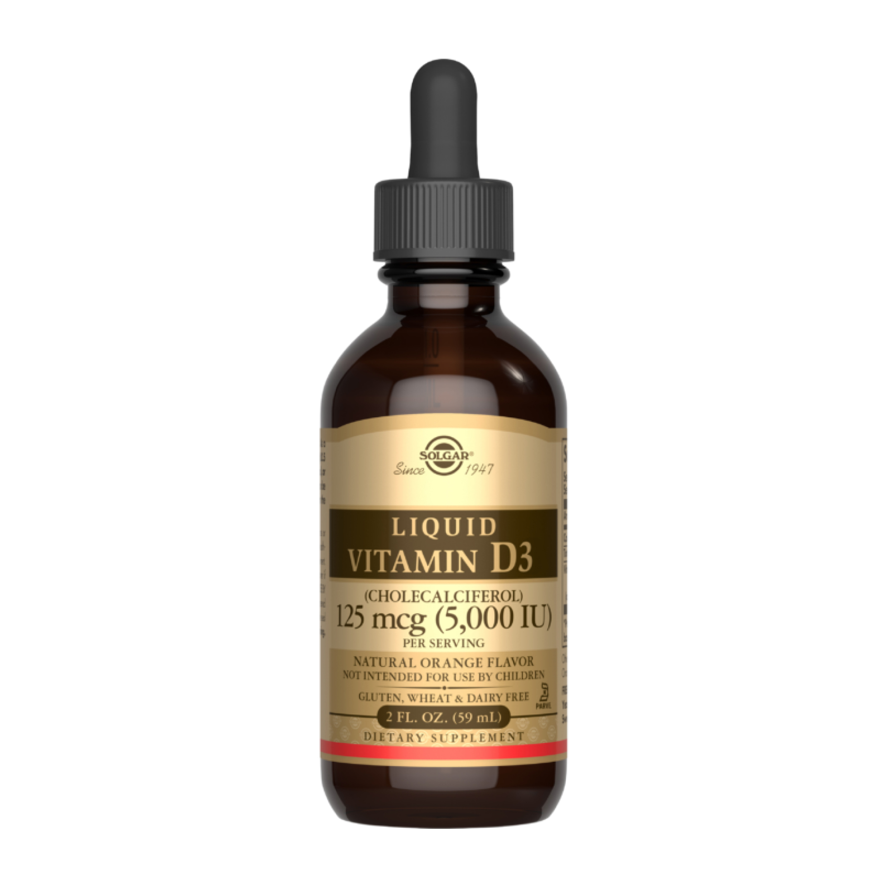 Solgar Liquid Vitamin D3 (Cholecalciferol) 125 mcg (5,000 IU) - 59ml Natural Orange 2023-10-4148