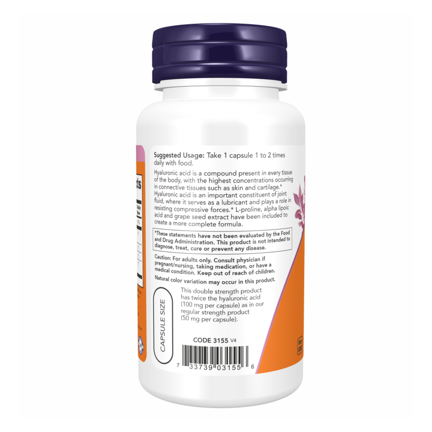 Now Foods Hyaluronic Acid 100mg 2X Plus - 60 vcaps 100-34-5504617-20