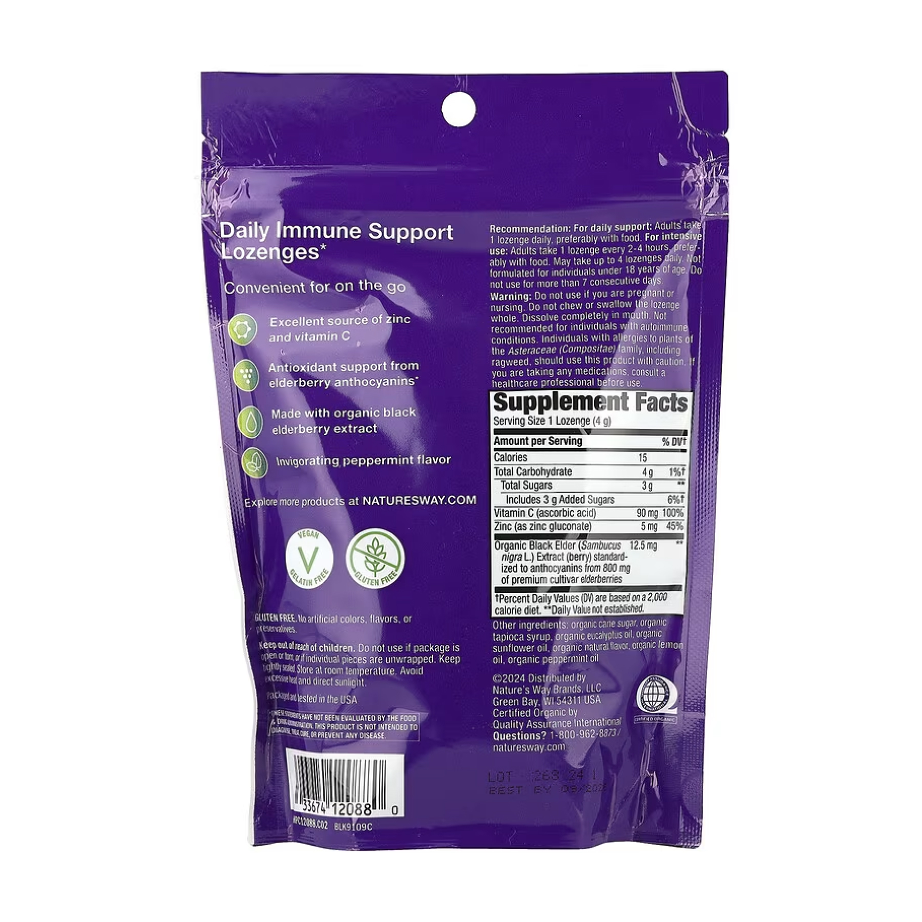 Nature's Way Sambucus Organic Lozenges Mint - 24 cnt 2022-10-1094