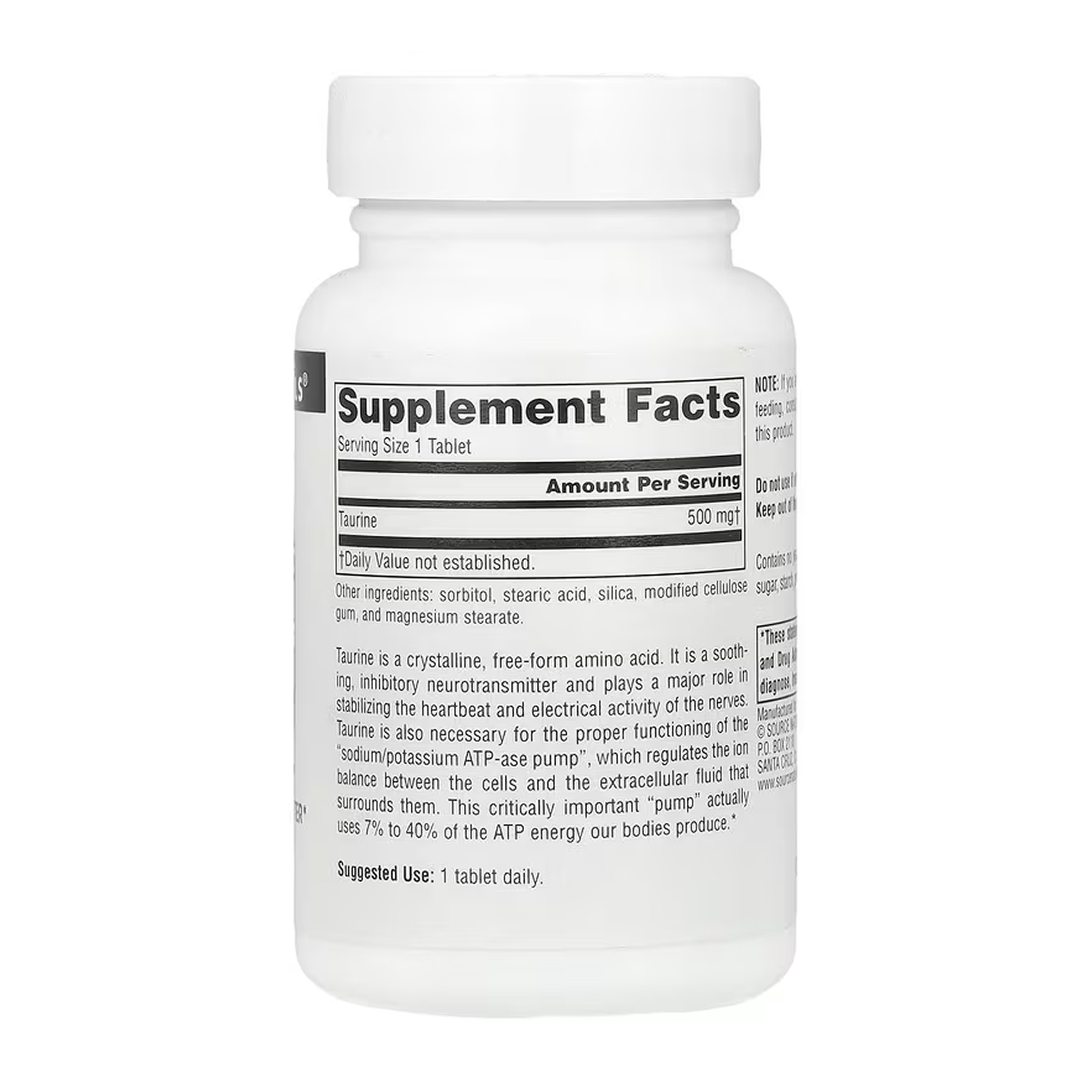 Source Naturals Taurine 500 mg - 60 tabs 2023-10-6145