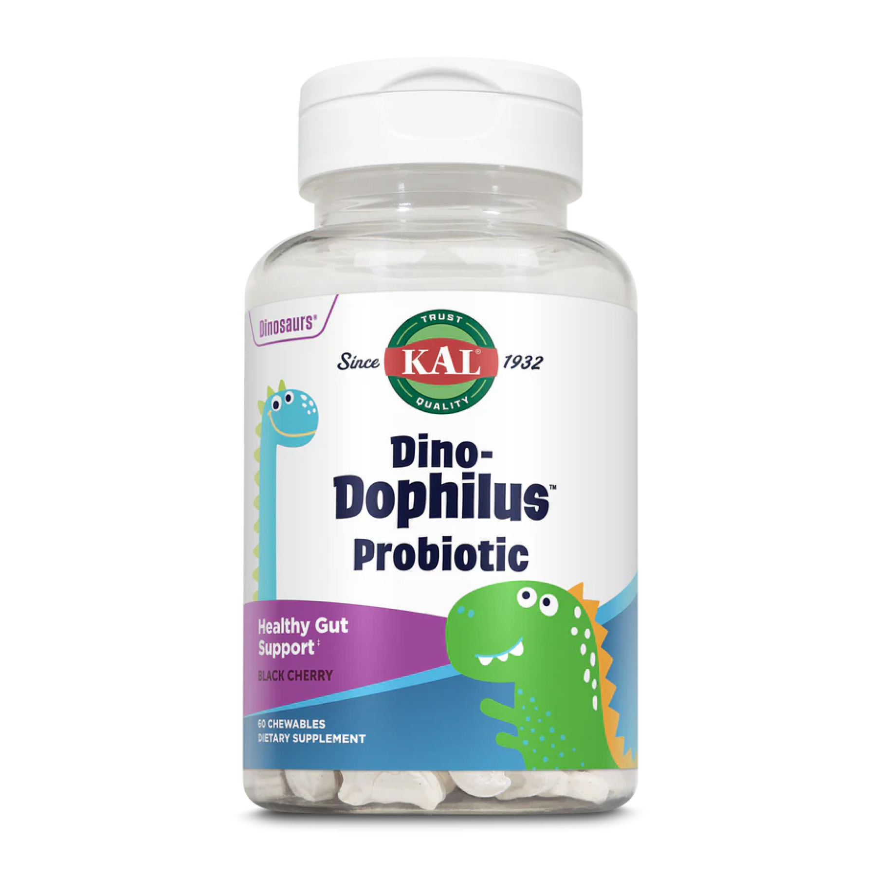 KAL Dino-Dophilus™ Kids Probiotic - 60 chewables Black Cherry 2023-10-4416