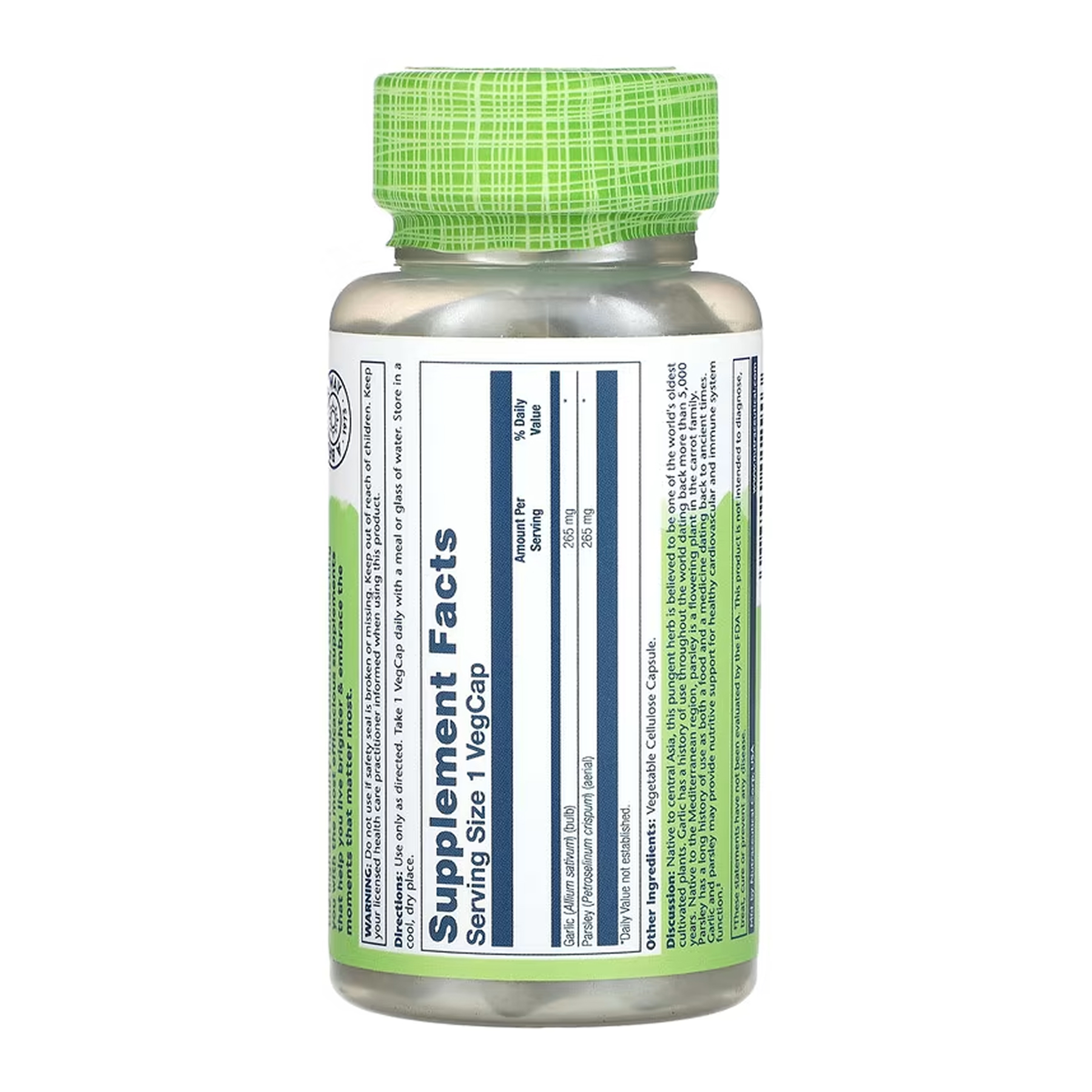 Solaray Garlic Parsley 530mg - 100 vcaps 2023-10-6719