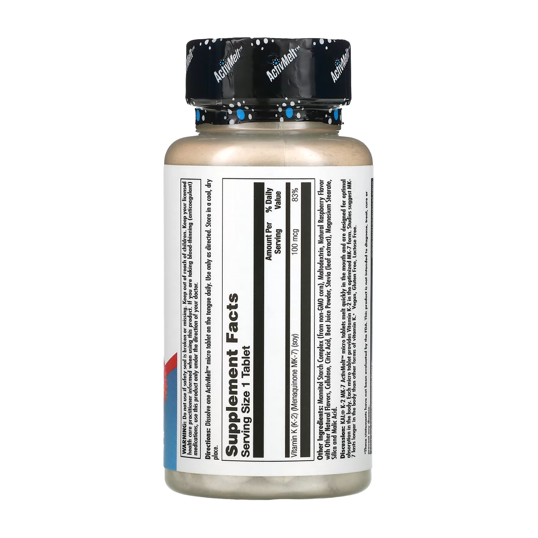 KAL K-2 MK-7 ActivMelt 100 mcg - 60 tabs 2023-10-3419