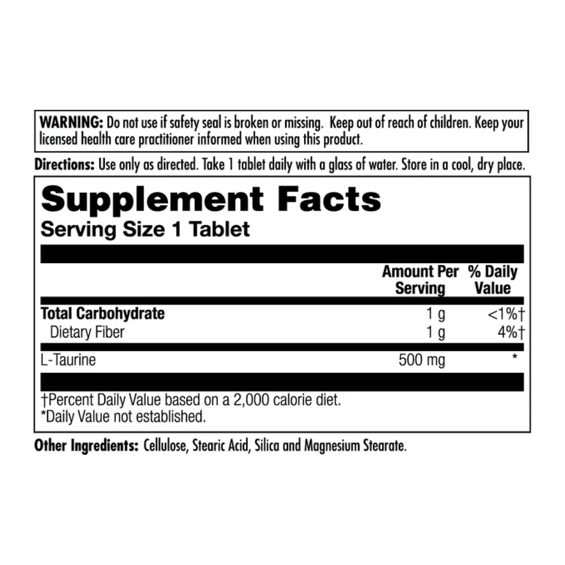 KAL L-Taurine 500mg - 60 tabs 2023-10-3101