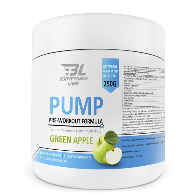 Bodyperson Labs Pre-Workout Formula - 250g Green apple 100-27-8925852-20