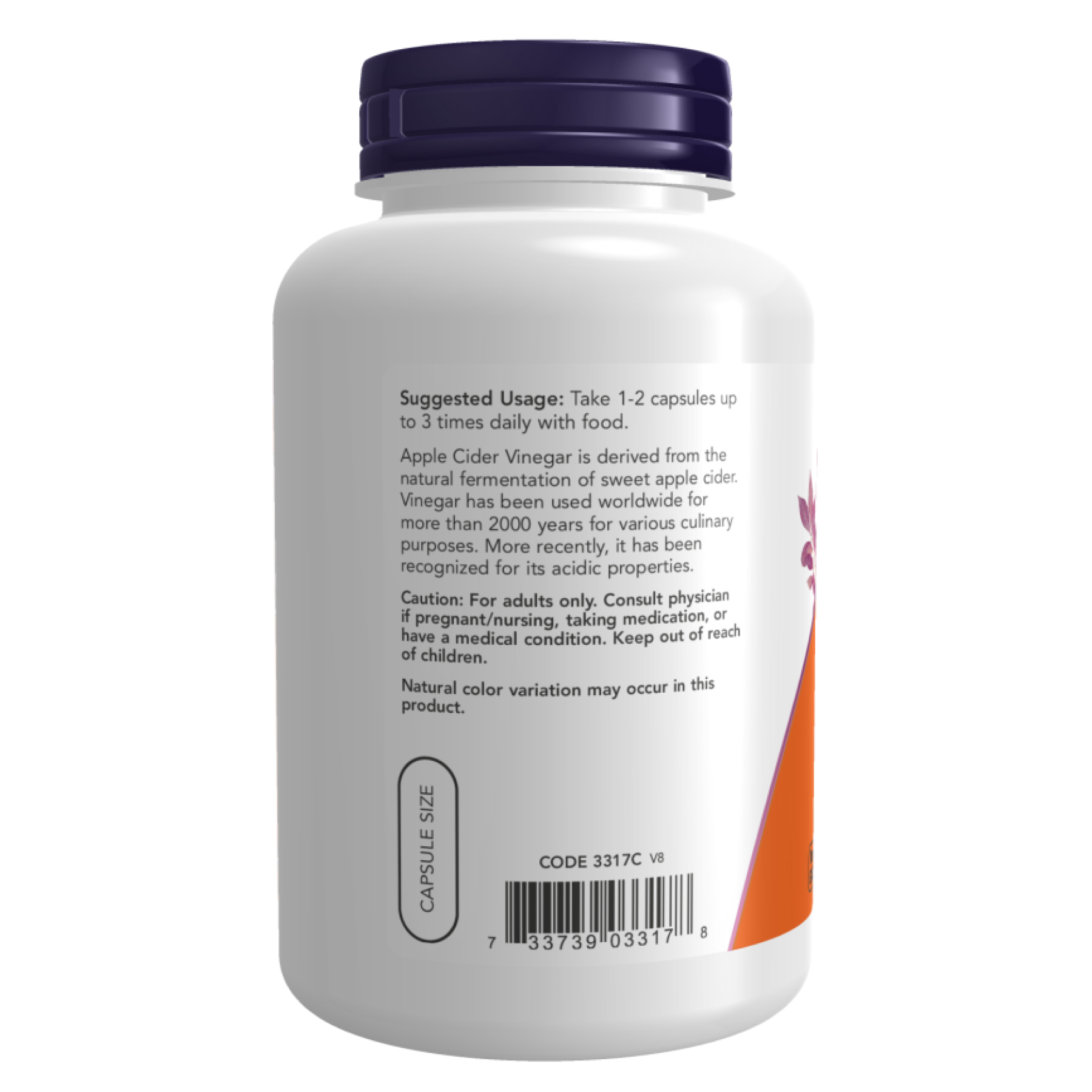Now Foods Apple Cider Vinegar 450 mg - 180 vcaps 2022-10-0700