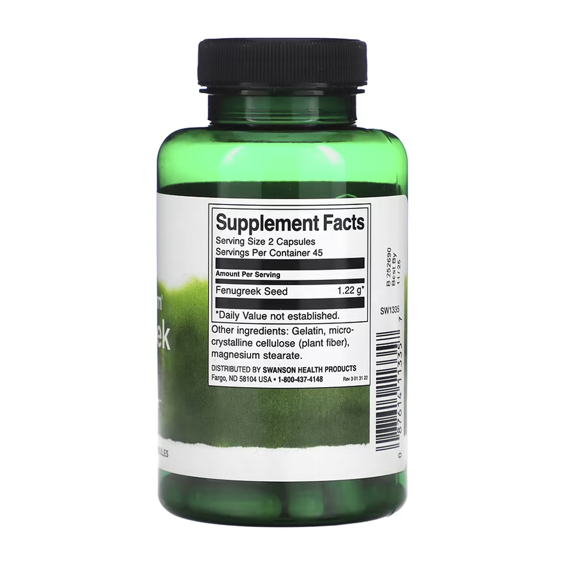 Swanson Fenugreek Seed 610mg - 90 cap 100-70-4565538-20