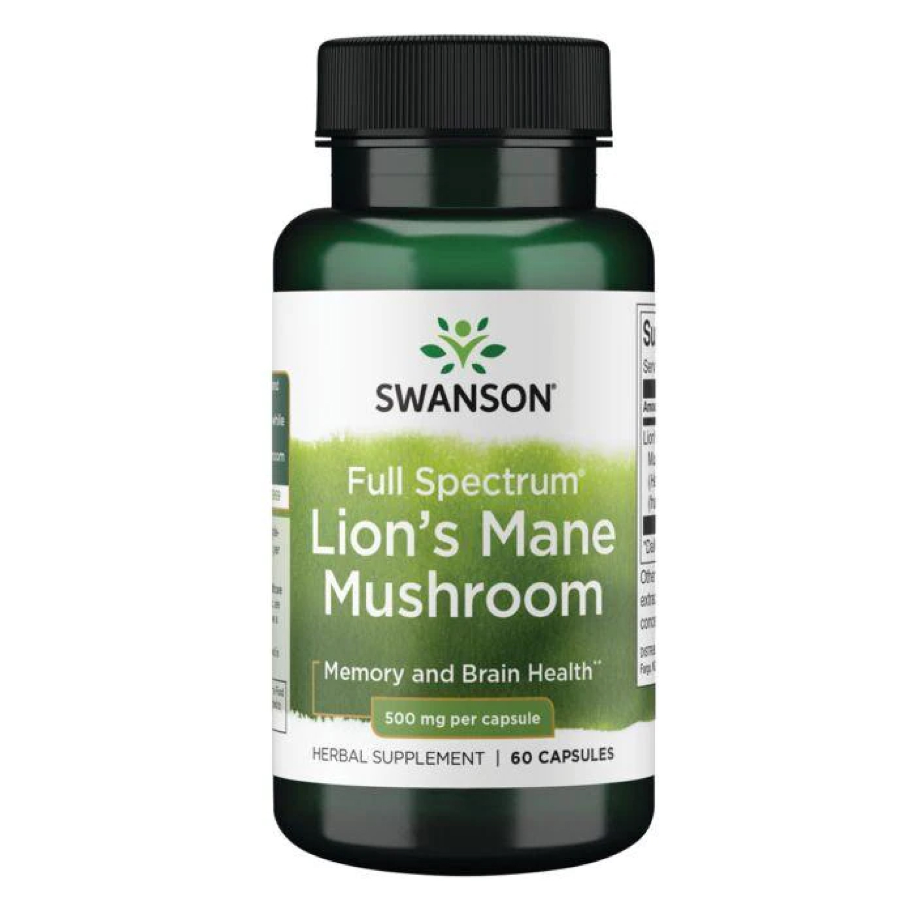 Swanson Lions Mane Mushroom 500mg - 60caps 100-15-1306425-20