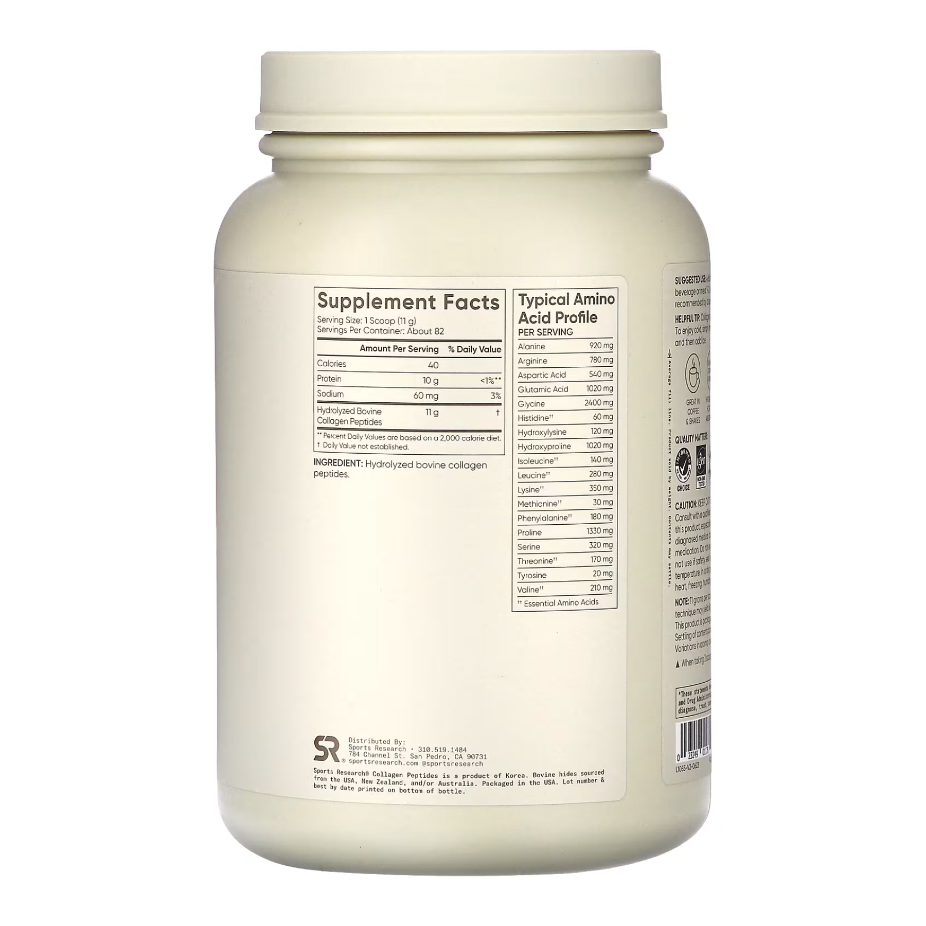 Sport Research Collagen Peptides - 907g Unflavored 2023-10-4007