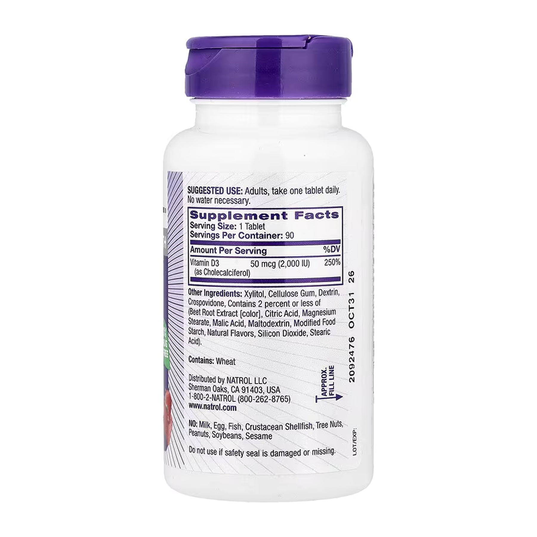 NATROL Vitamin D3 2,000 IU Fast Dissolve - 90 tabs 2023-10-6245