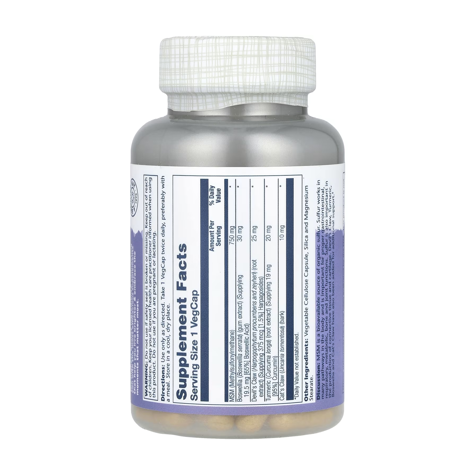 Solaray MSM 750mg - 90 cap 2023-10-3422