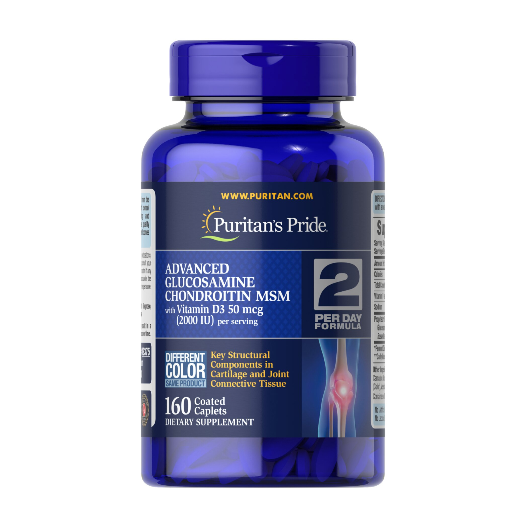 Puritans Pride Triple Strength Glucosamine Chondroitin with Vitamin D3 - 160tabs 100-28-6980340-20
