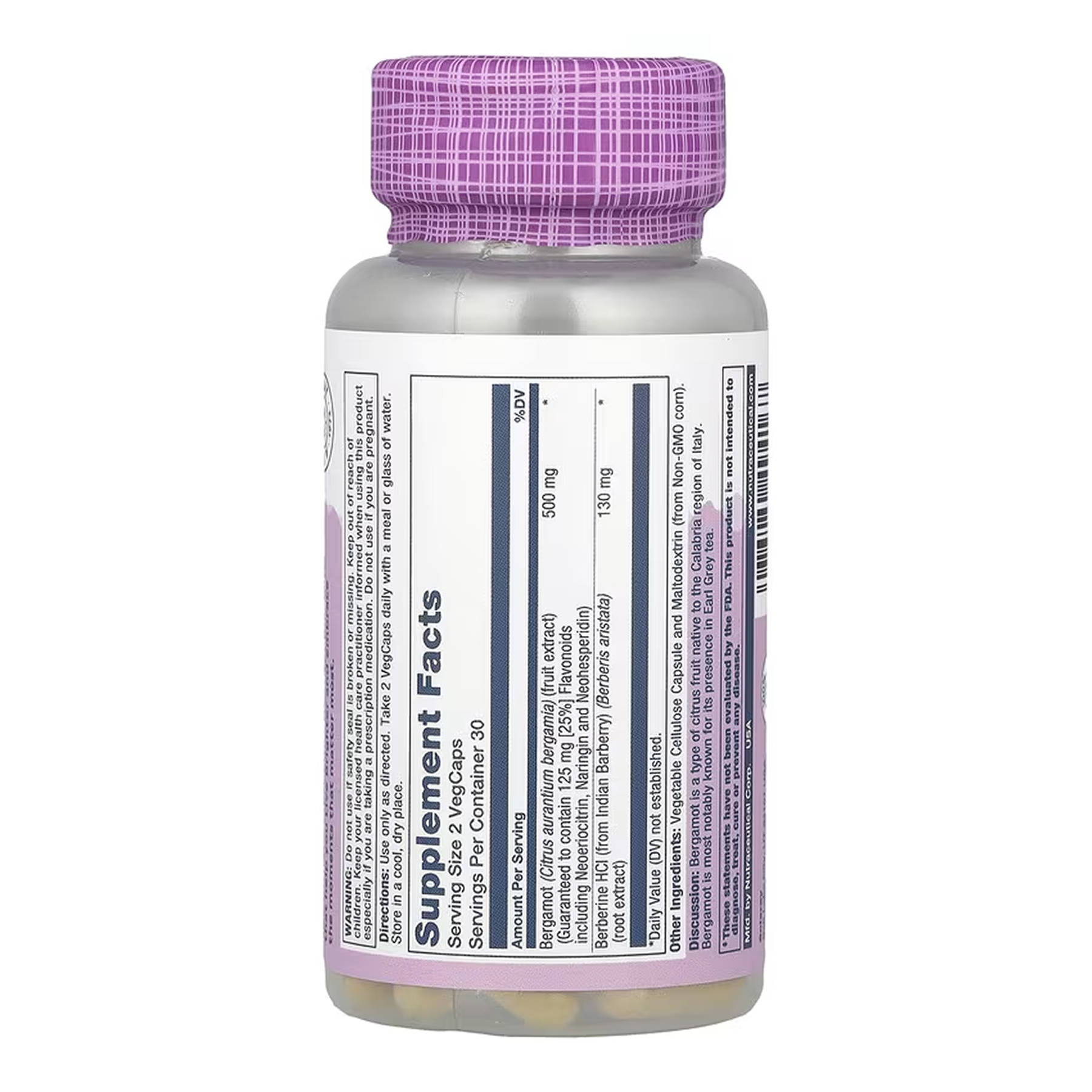 Solaray Bergamot Advanced Formula 500mg - 60 vcaps 2023-10-6963