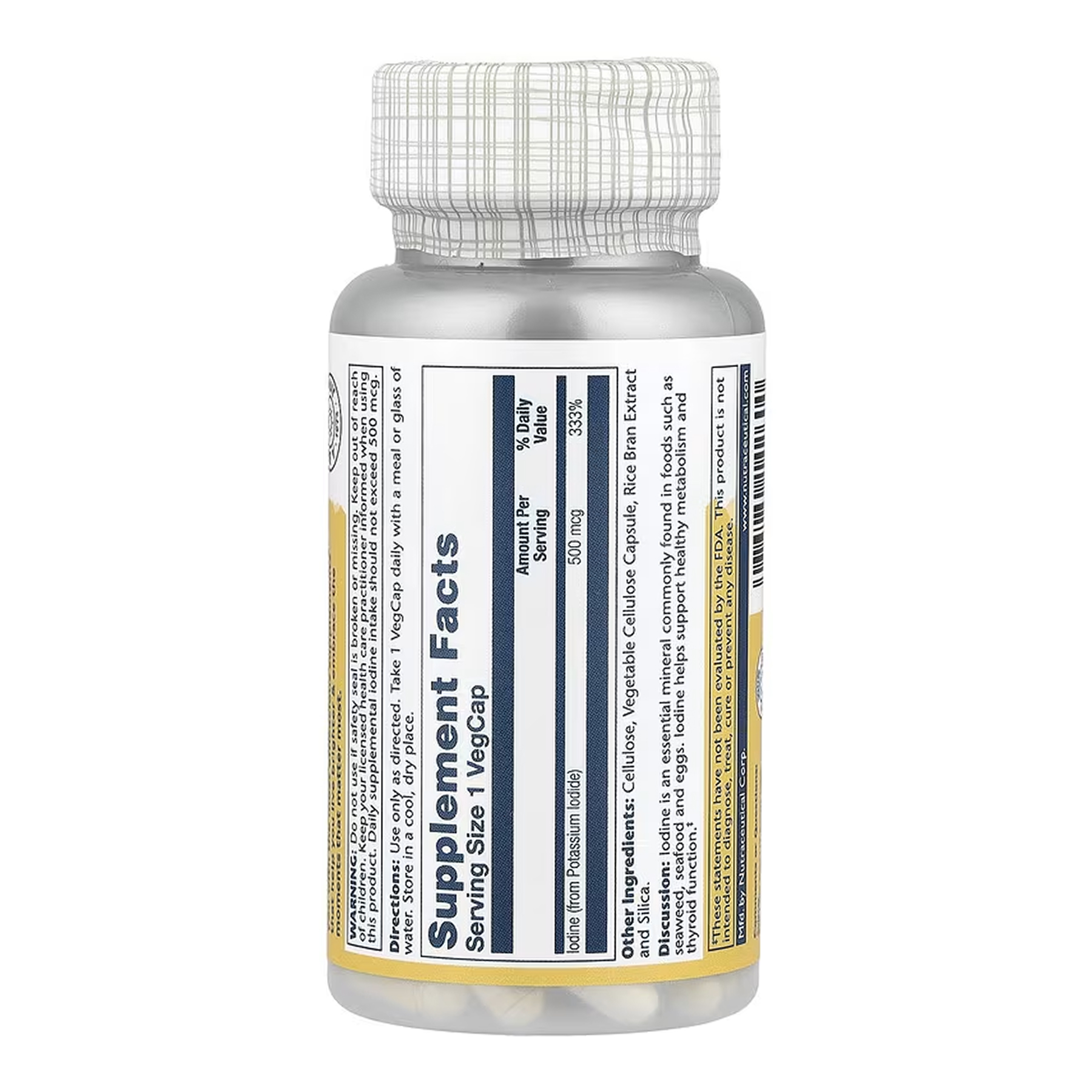 Solaray Iodine 500mcg - 30 vcaps 2023-10-6773