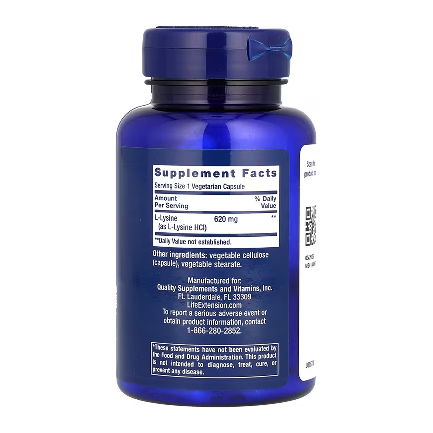 Life Extension L-Lysine 620 mg - 100 vcaps 2023-10-6813
