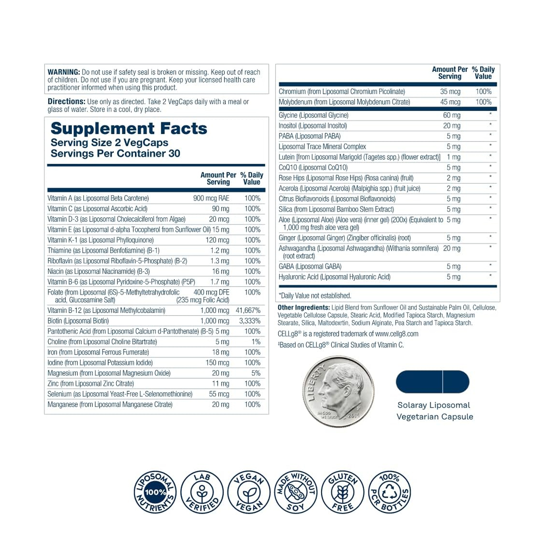 Solaray Liposomal Multivitamin Womens - 60 vcaps 2023-10-6774