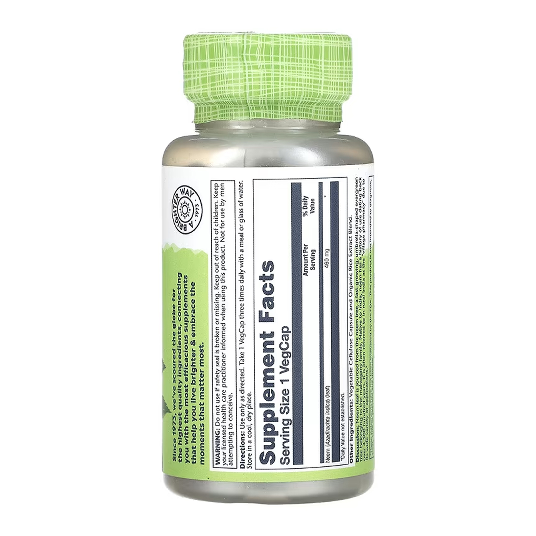 Solaray Neem Leaf 460mg - 100 vcaps 2023-10-6724