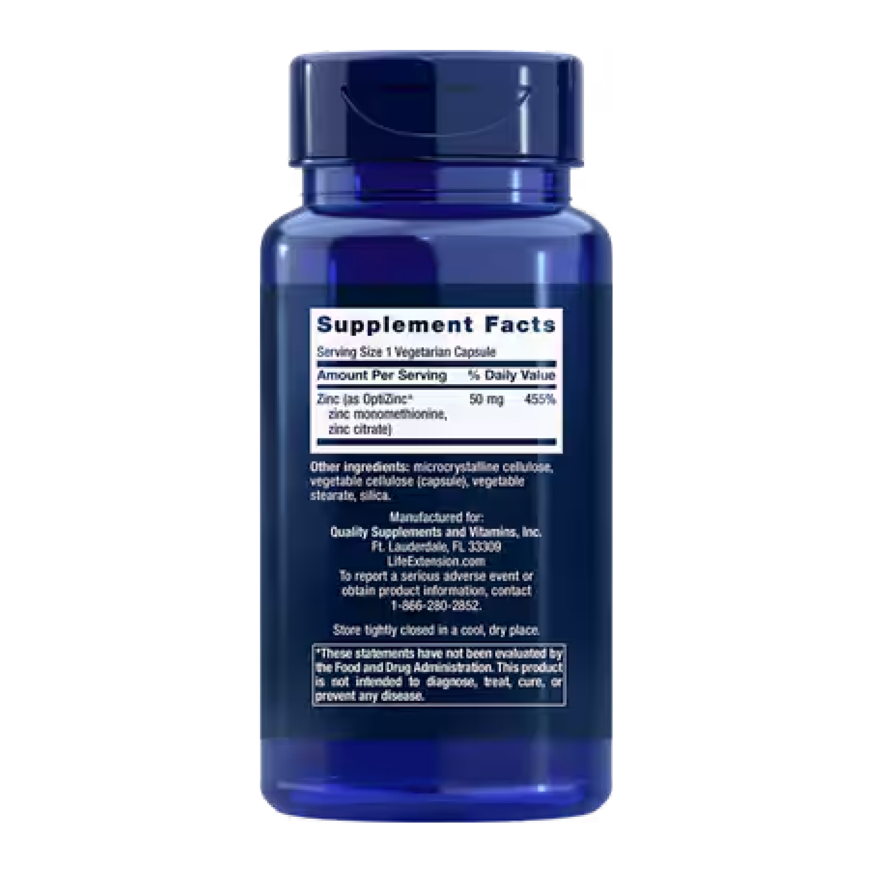 Life Extension Zinc Caps 50mg - 90 veg caps (Пошкоджена банка) 2024-11-0069