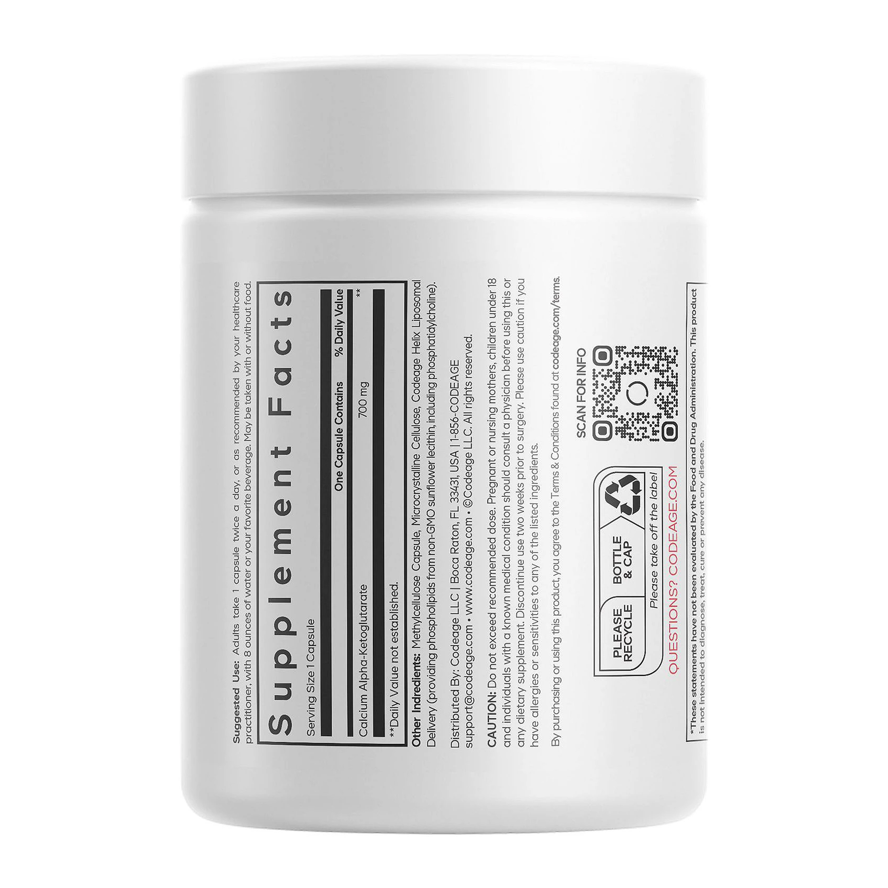 Codeage Liposomal Calcium AKG - 60 vcaps 2023-10-7623