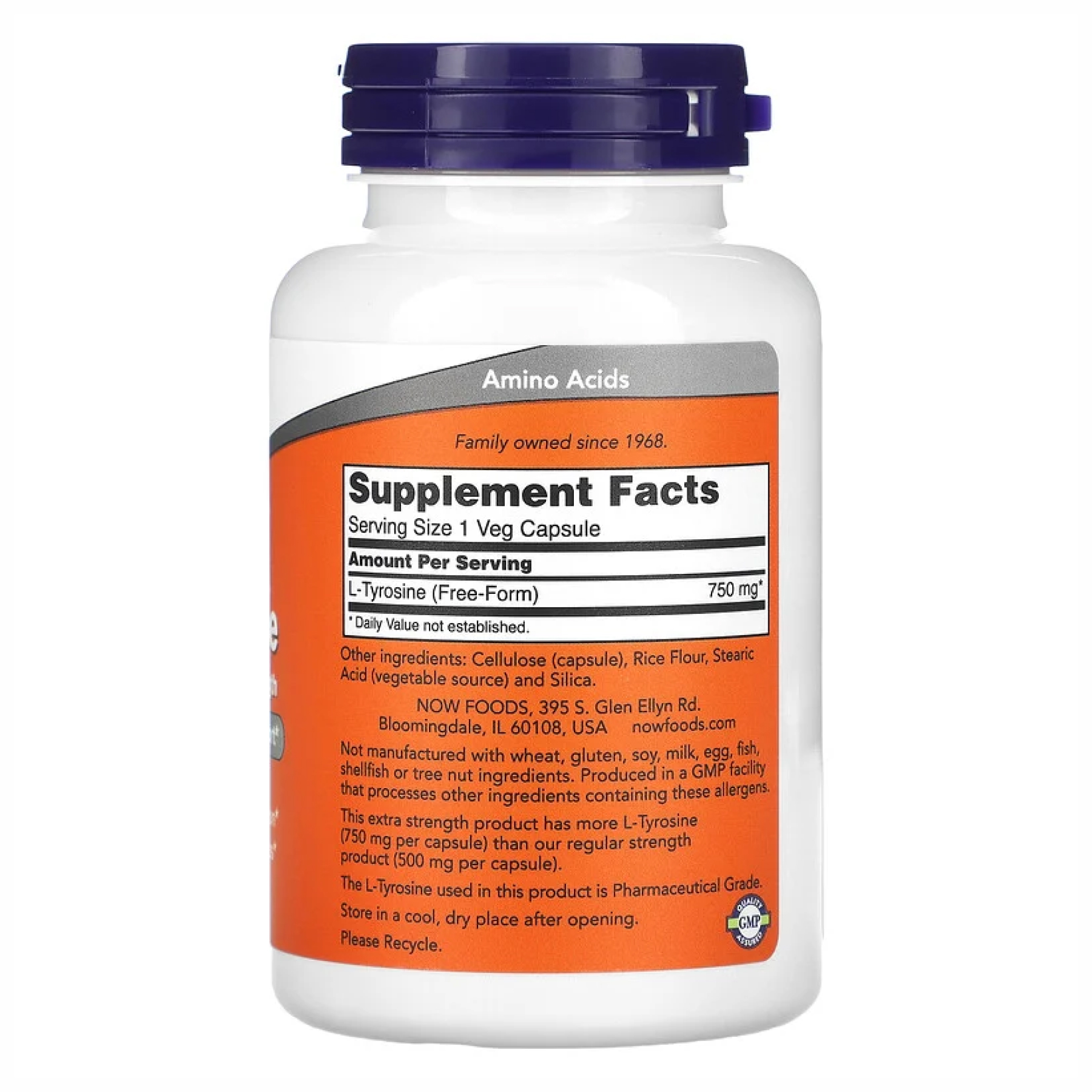 Now Foods L-Tyrosine 750mg - 90 vcaps 2022-10-0655