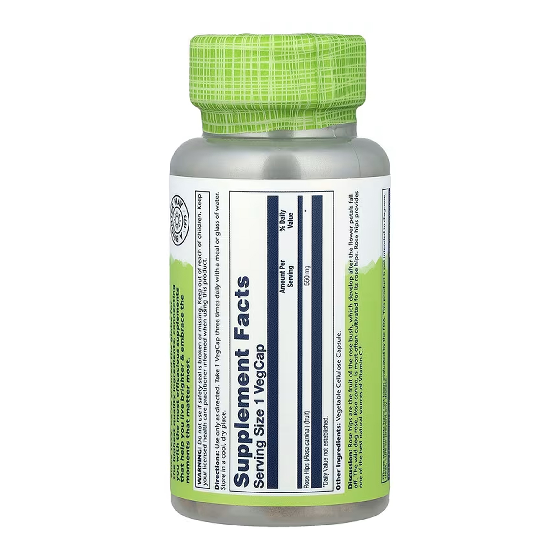 Solaray Rose Hips Fruit 550mg - 100 vcaps 2023-10-6725