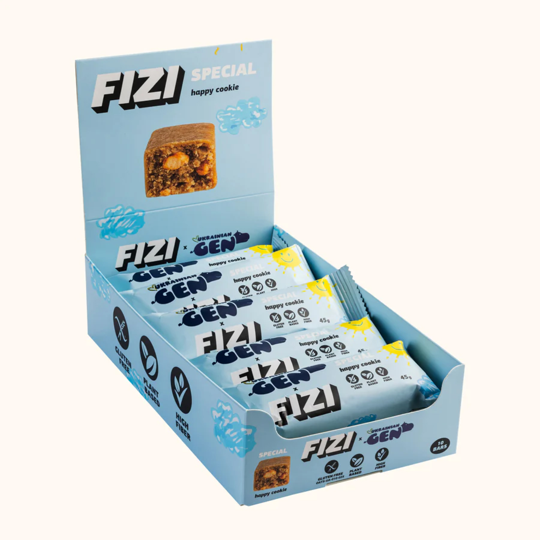 FIZI Fizi Protein Bar Special - 10x45g Happy Cookies 2023-10-5673