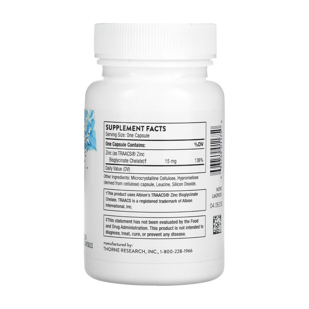 Thorne Zinc Bisglycinate 15mg - 60 caps 2023-10-3642