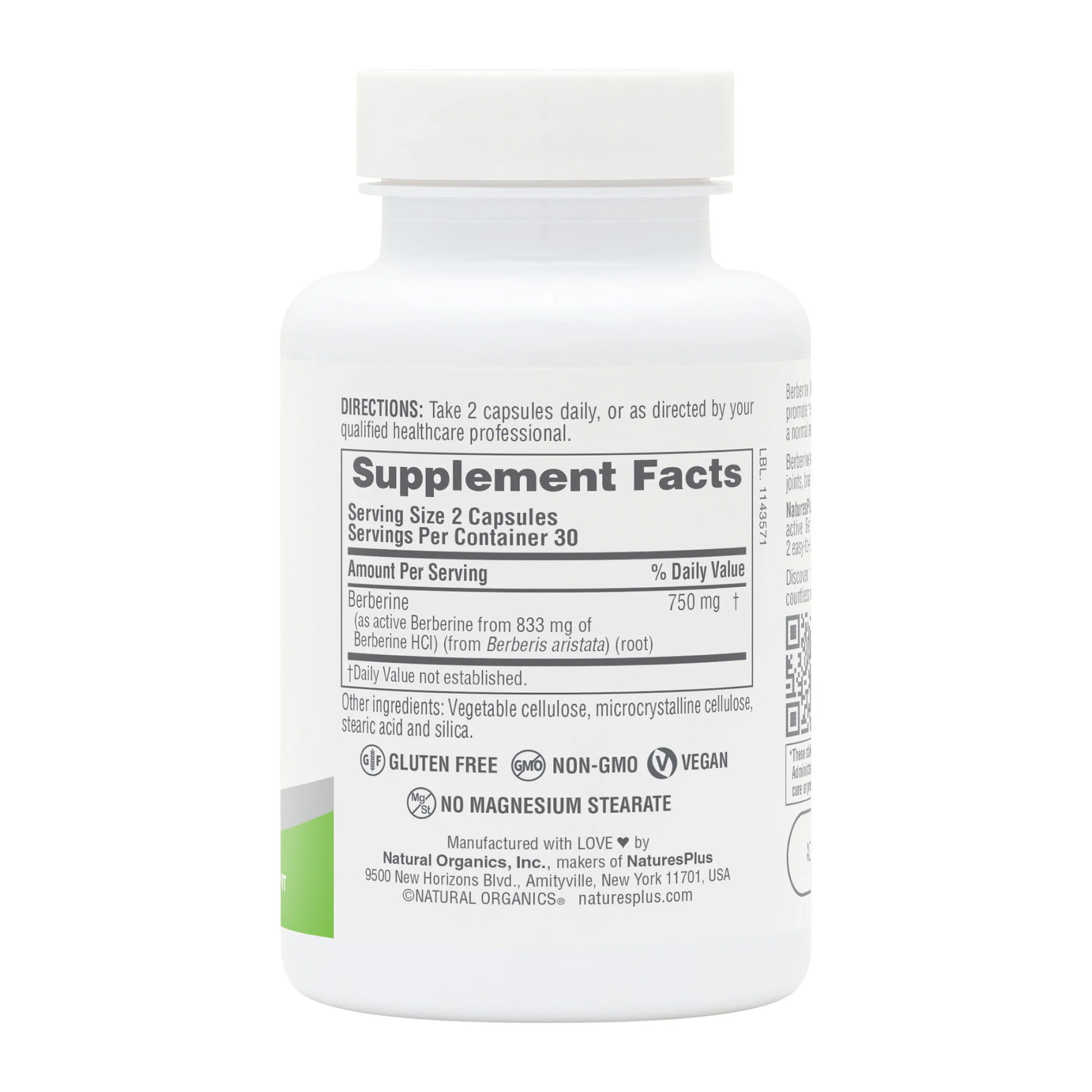 Nature's Plus Berberine 750 mg - 60 caps 2023-10-3452