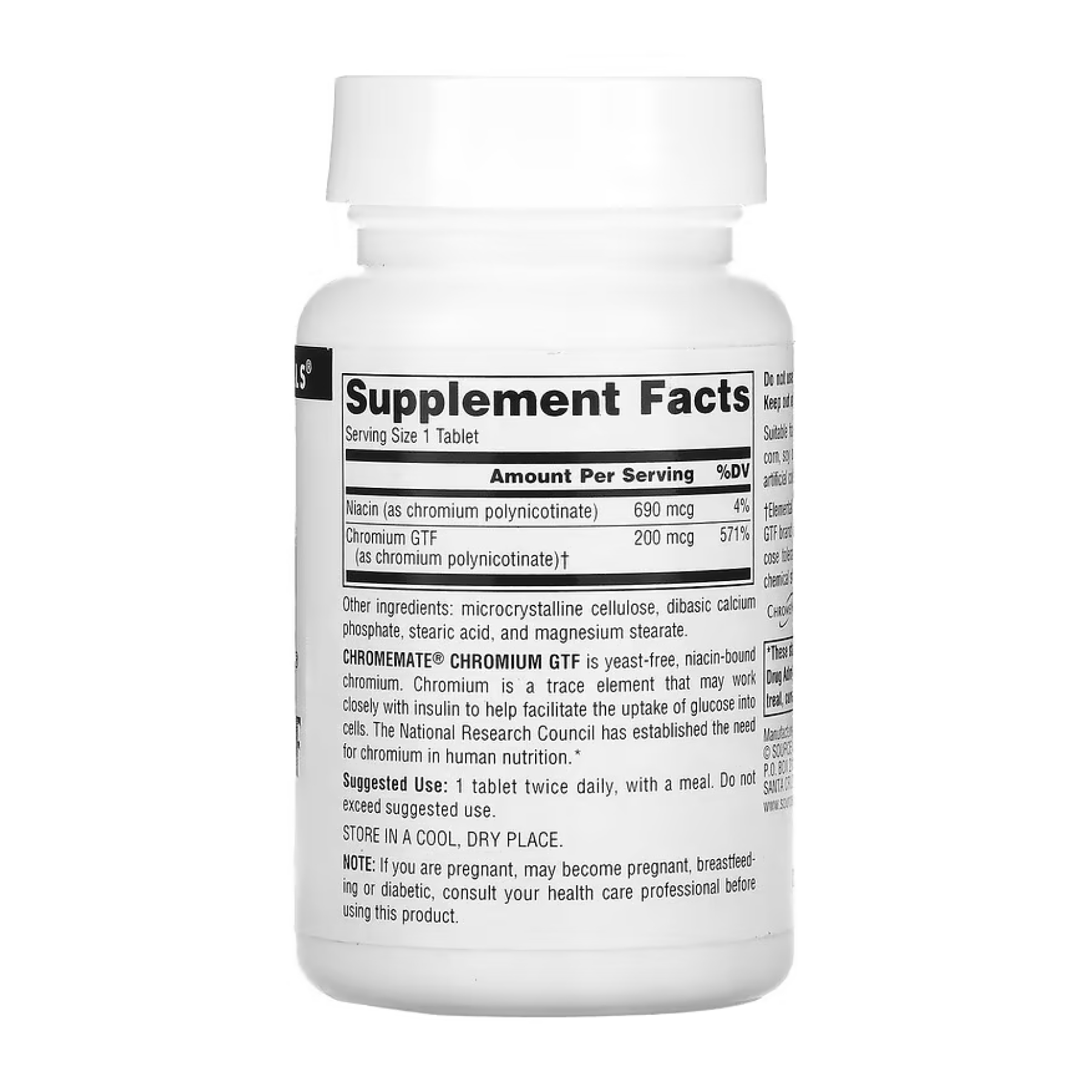 Source Naturals ChromeMate® Chromium GTF 200 mcg, Yeast Free - 240 tabs (Повреждена банка) 2023-10-7878