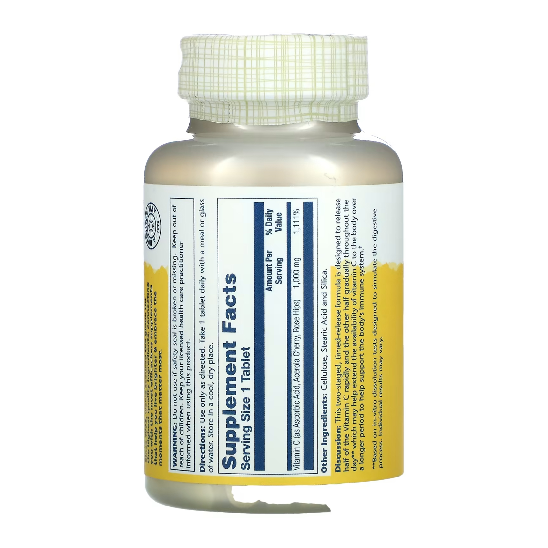 Solaray Vitamin C with Rose Hips & Ace 1000mg - 100 tabs 2023-10-3426