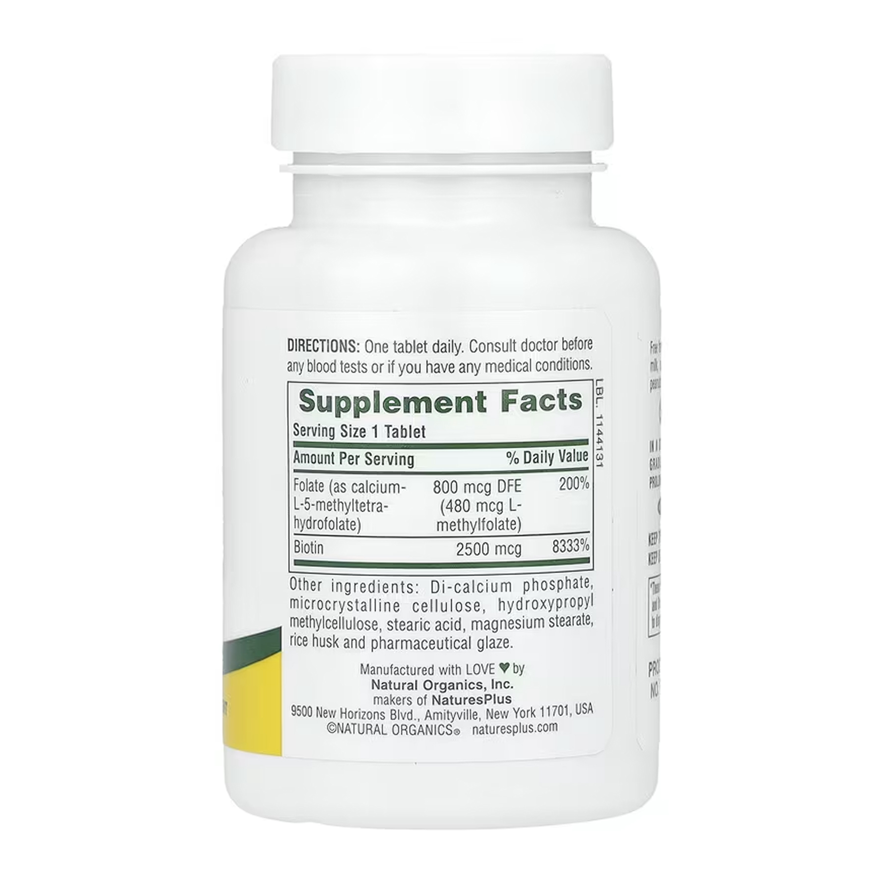 Nature's Plus Biotin & Folate - 30 tabs 2023-10-6825