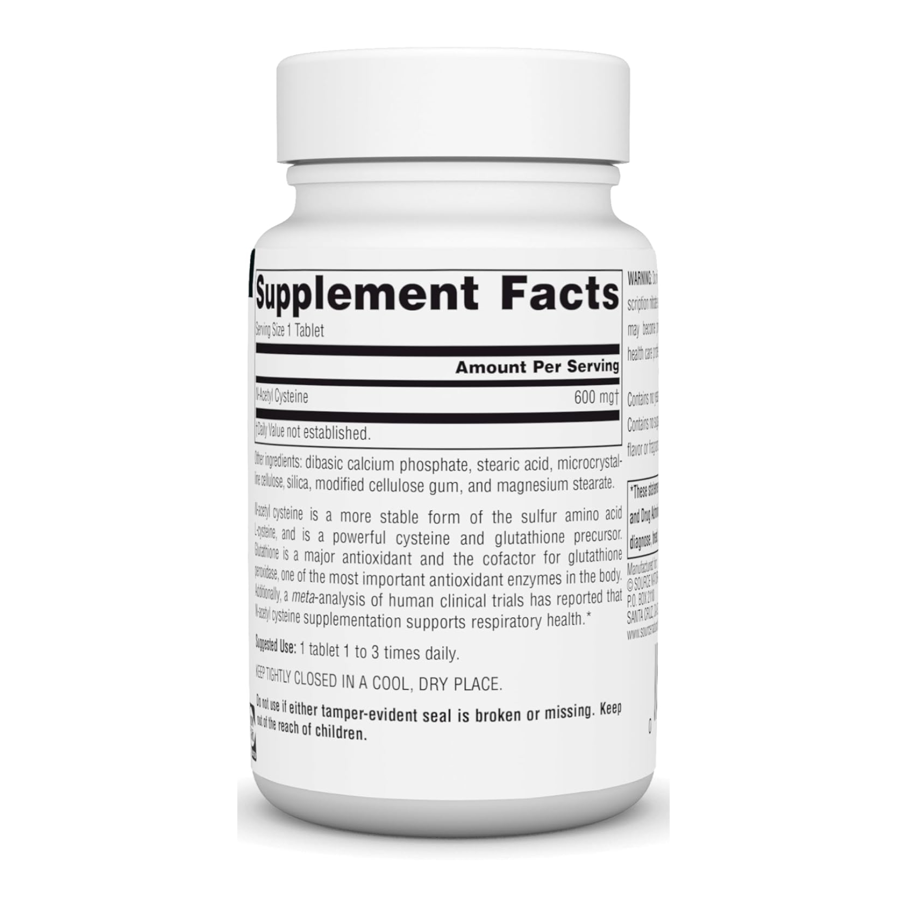 Source Naturals N-Acetyl Cysteine 1000mg - 60 tabs 2023-10-4607