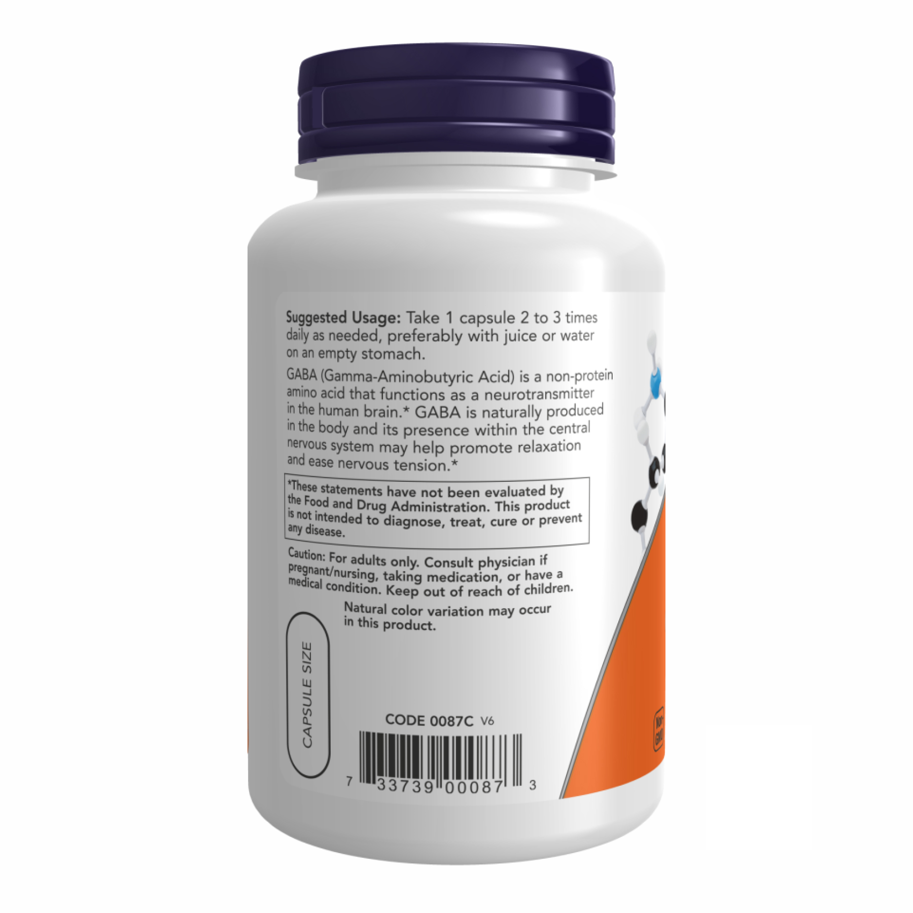 Now Foods GABA 500mg - 100vcaps 100-14-1805899-20