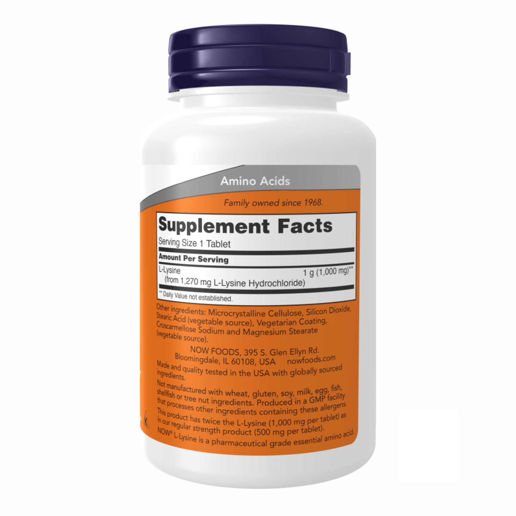 Now Foods L-Lysine 1000mg - 100 tabs (Повреждена банка) 2023-10-6986