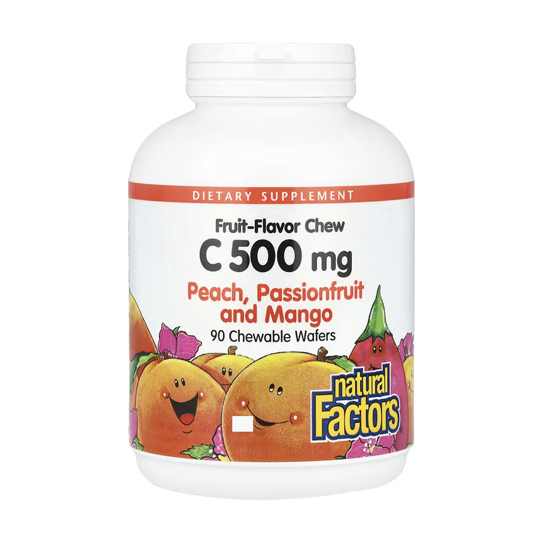 Natural Factors Vitamin C 500 mg - 90 Chewable Wafers Peach Passion Fruit and Mango 2023-10-6545