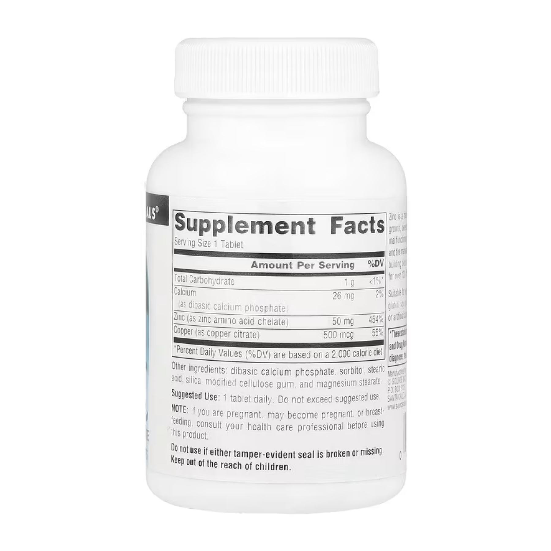 Source Naturals Zinc 50 mg - 100 tabs 2023-10-5115