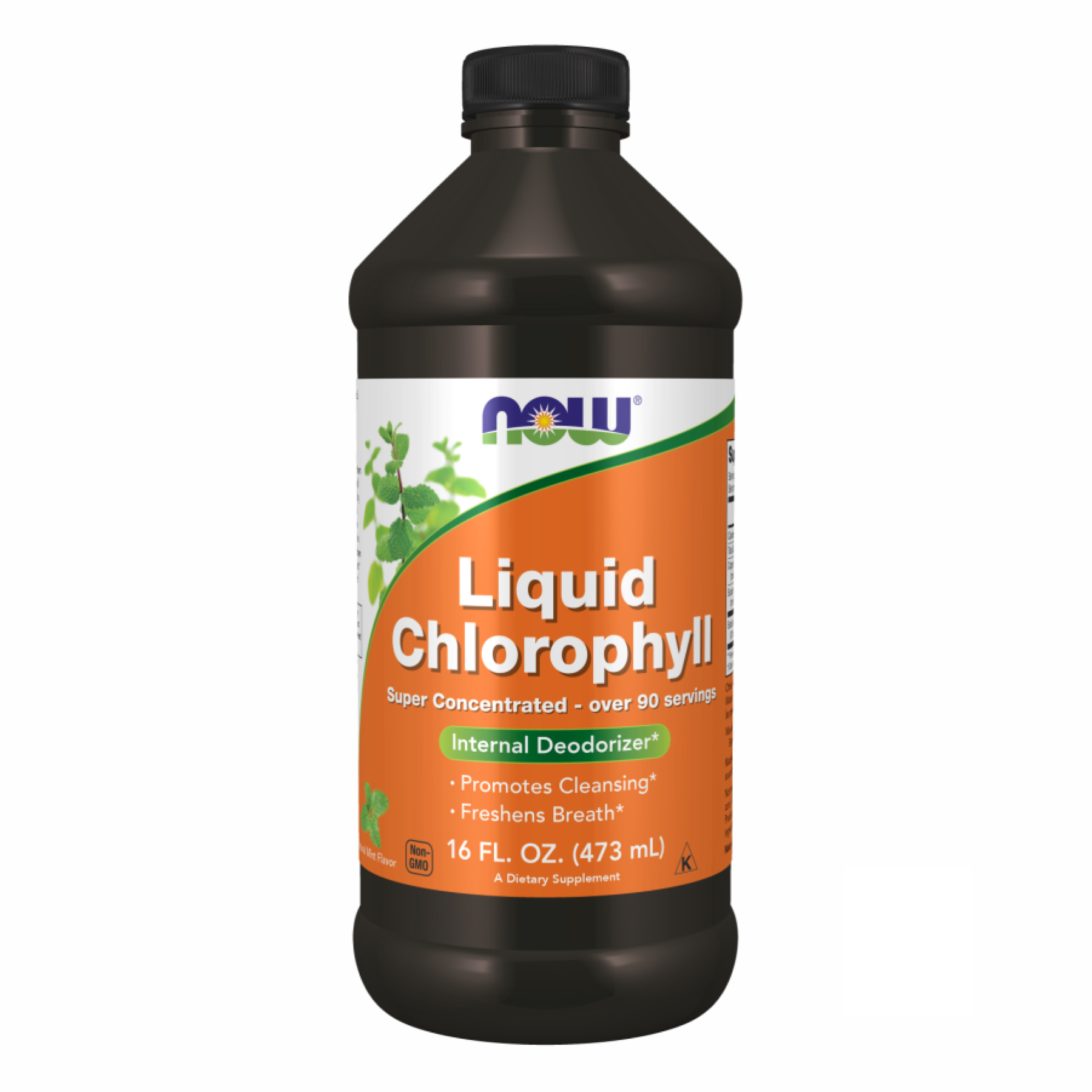 Now Foods Chlorophyll Liquid Mint - 16 oz (Повреждена банка) 2023-10-7990