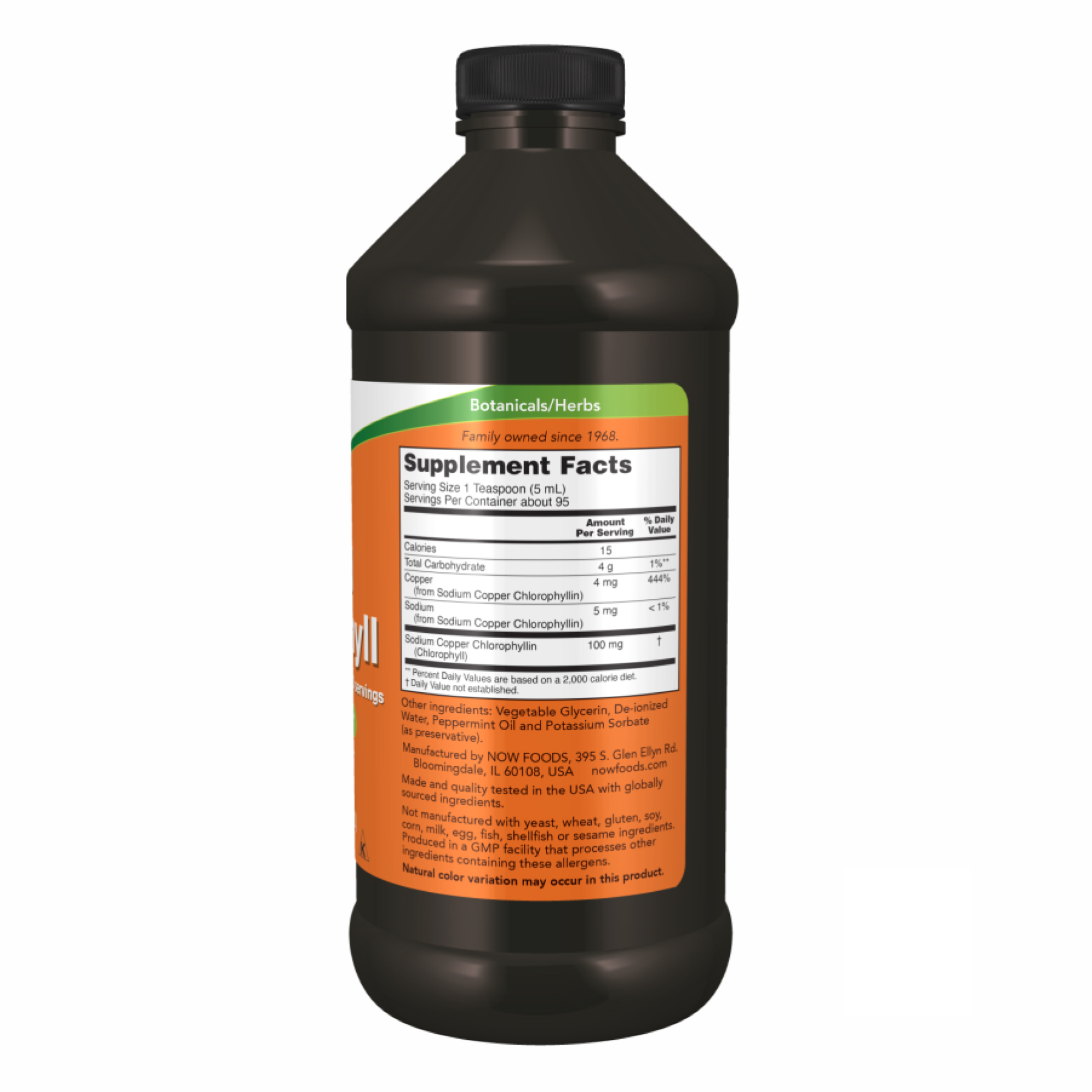 Now Foods Chlorophyll Liquid Mint - 16 oz (Повреждена банка) 2023-10-7990