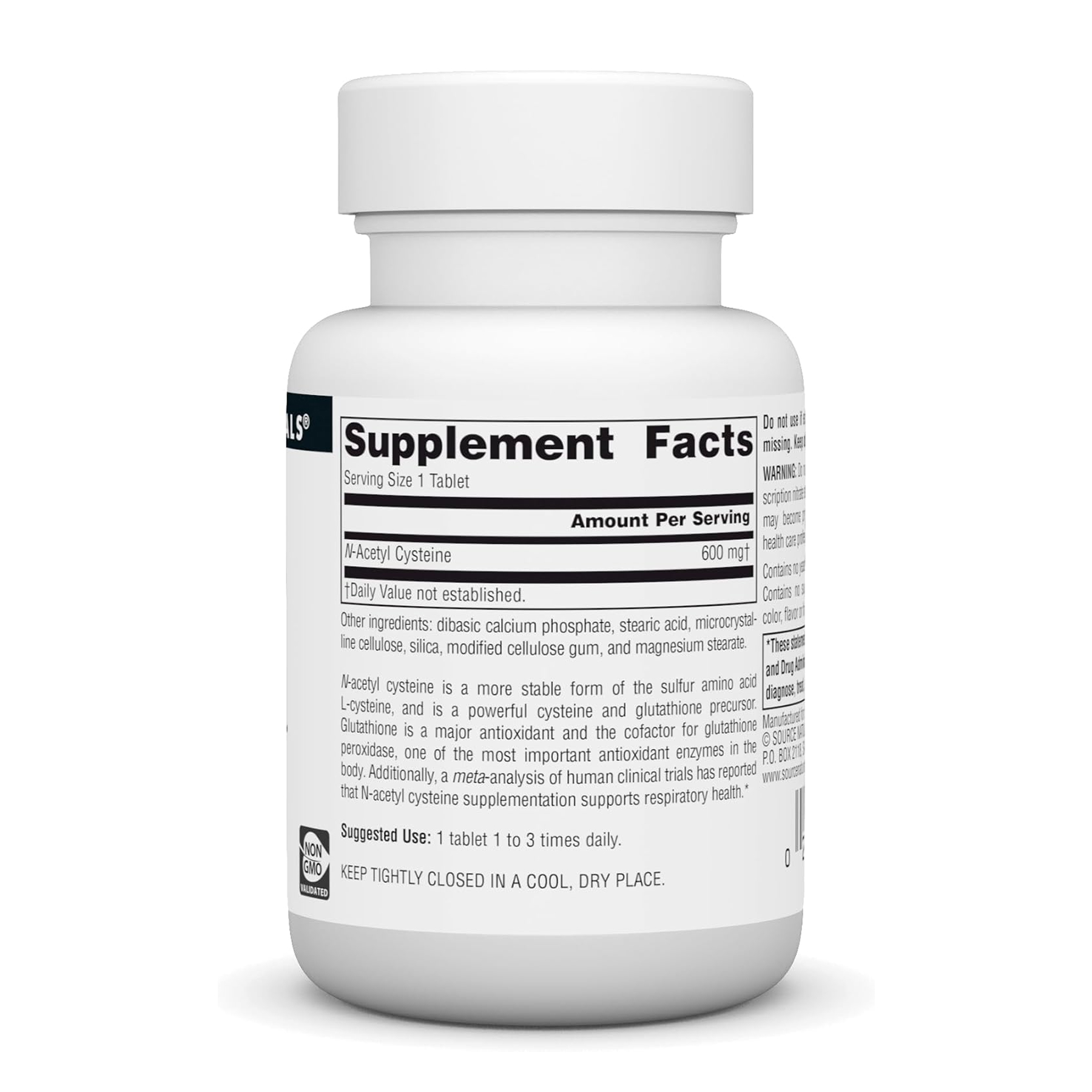 Source Naturals N-Acetyl Cysteine 600mg - 30 tabs 2023-10-5884