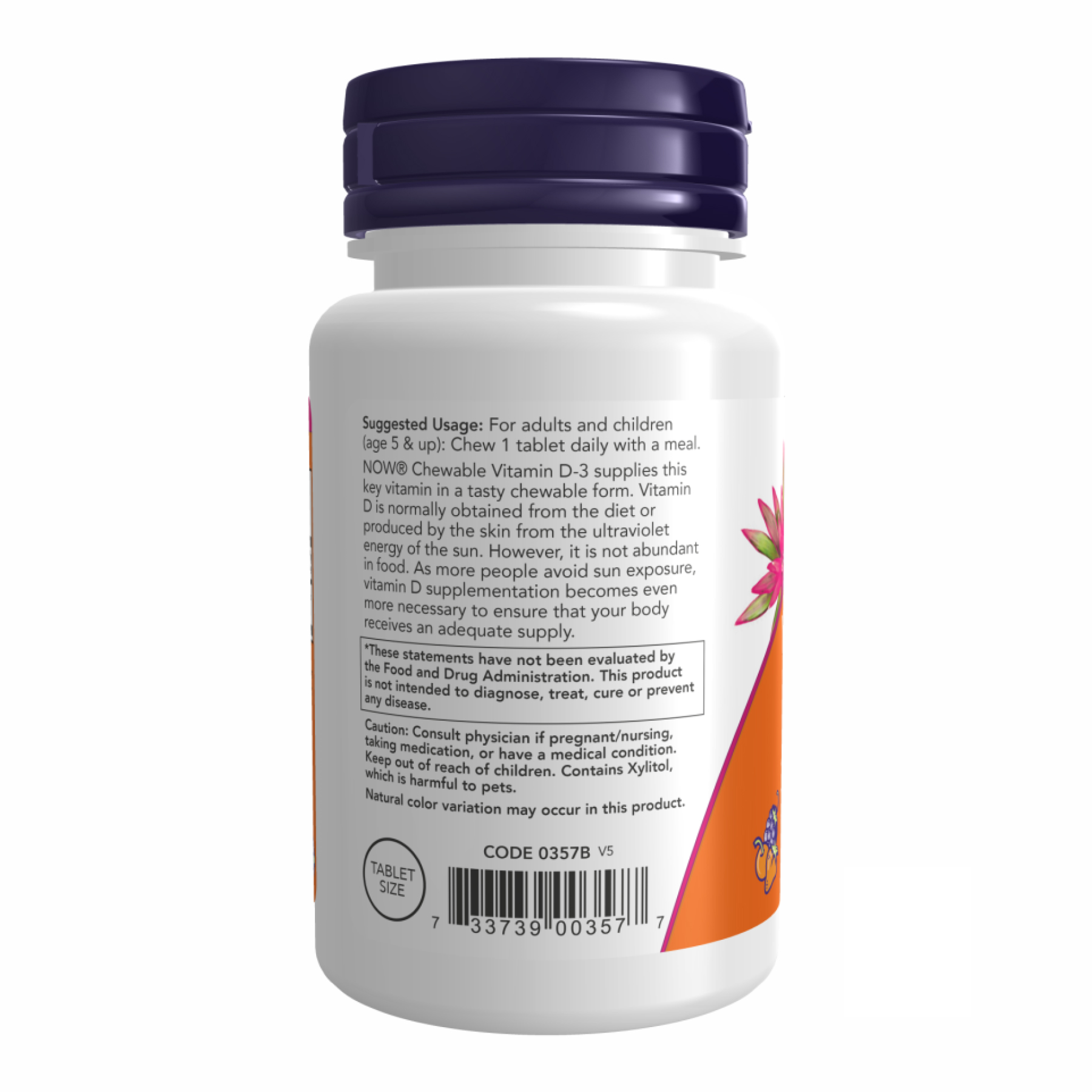 Now Foods VIT D-3 1000 IU Fruity Chew - 180 loz 2022-09-1183