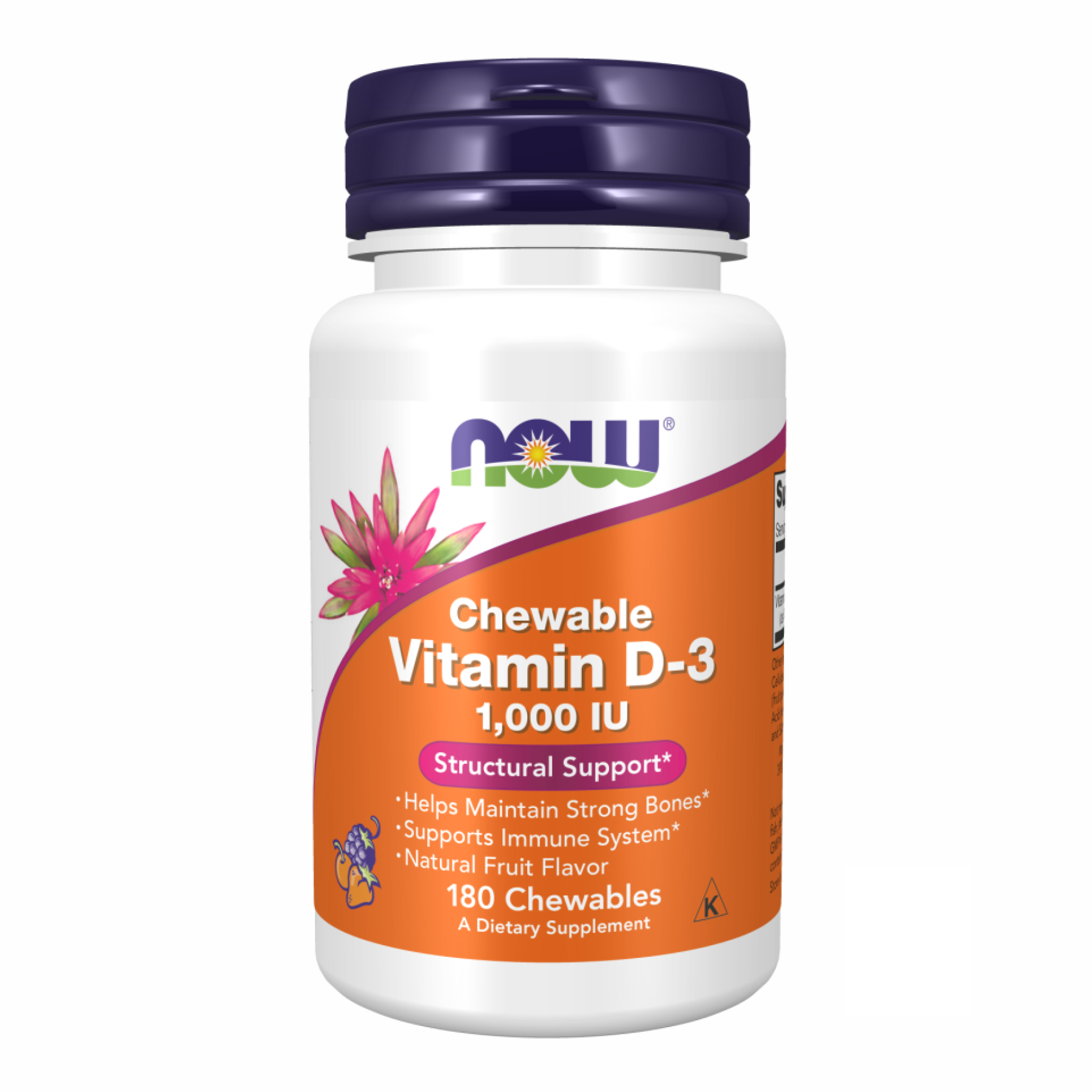 Now Foods VIT D-3 1000 IU Fruity Chew - 180 loz 2022-09-1183