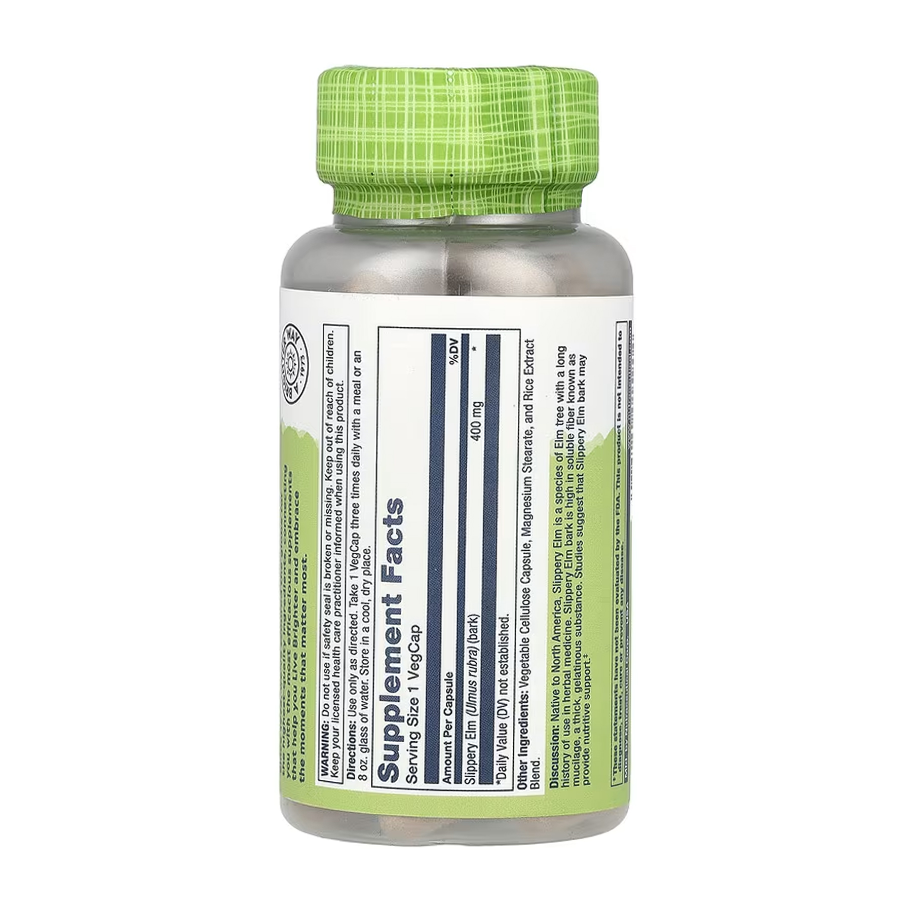 Solaray Slippery Elm Bark 400mg - 100 vcaps 2023-10-6729